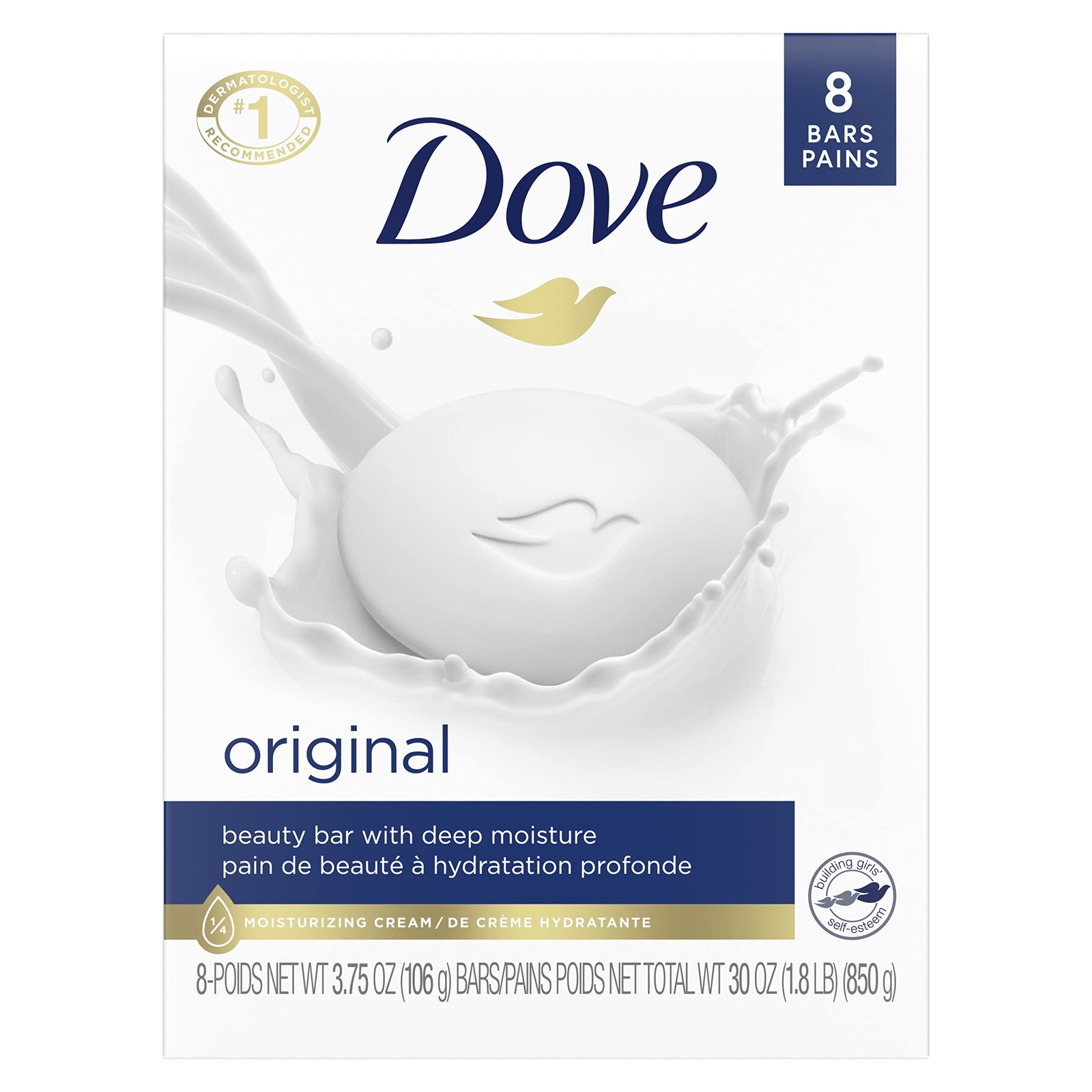 Dove Original Beauty Bar 8 Count Moisturizing Soap For Soft Smooth Skin