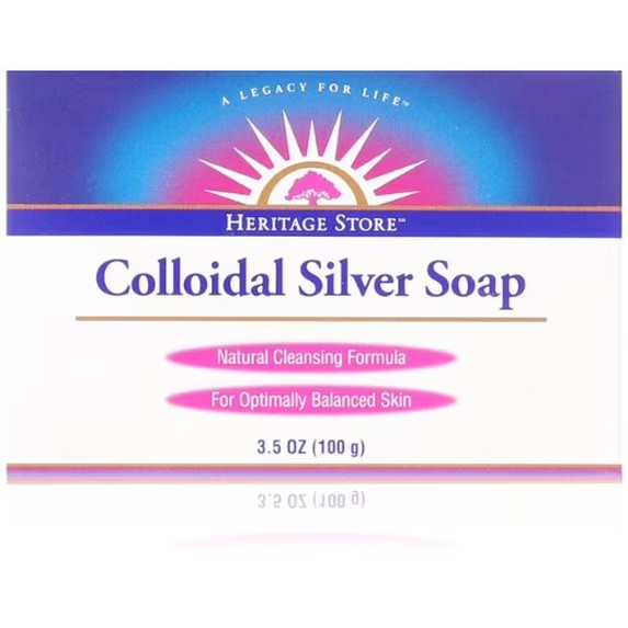 HERITAGE STORE Colloidal Silver Soap, Bar, Rosemary (Carton) | 3.5oz (3 pack)