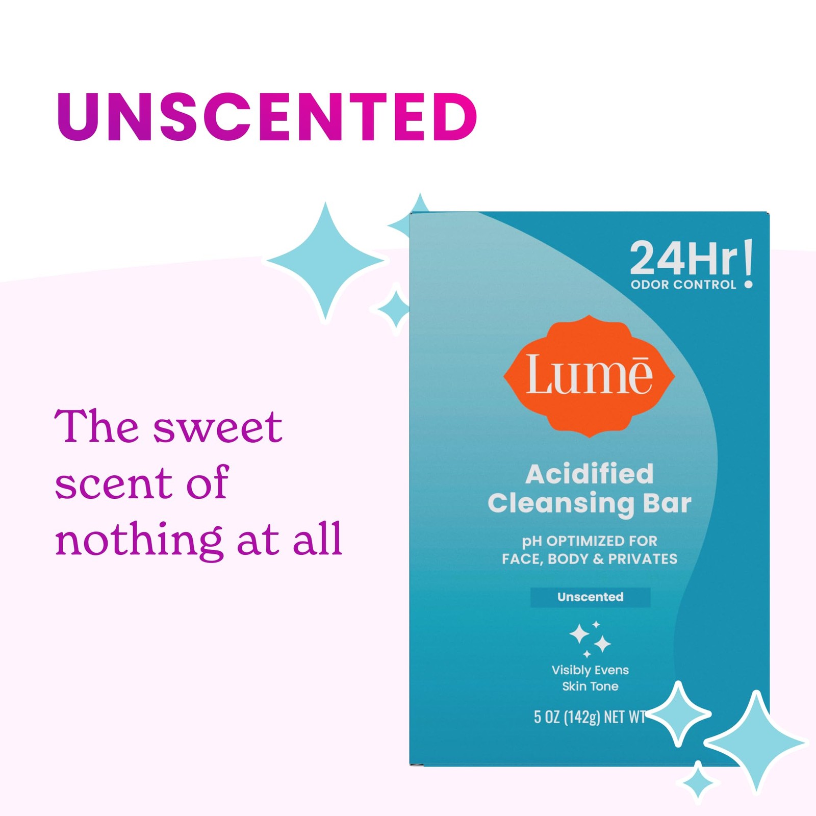 Lume Acidified Body Cleansing Bar 24 Hour Odor Control Removes Odor Better than