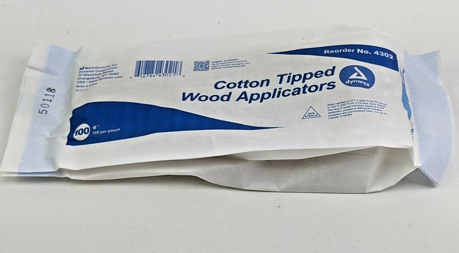 Dynarex 6″ Cotton Tipped Swabs Applicators Long Wood Handle 100 Pieces