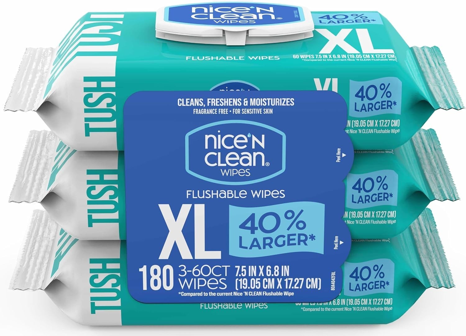 Extra Large Flushable Wipes | 40% Larger | Unscented, Hypoallergenic Comfort