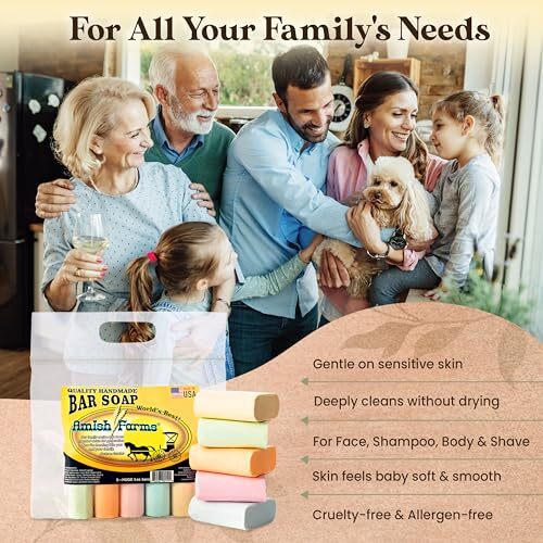 Amish Farms Bar Soap w/All Natural Bentonite Clay | Made in USA, Vegan for