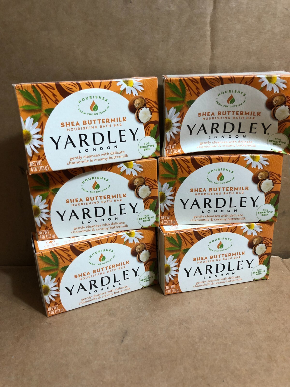 6- Yardley London Shea Buttermilk Moisturizing Bath Soap Bar 4 Oz Each NIB