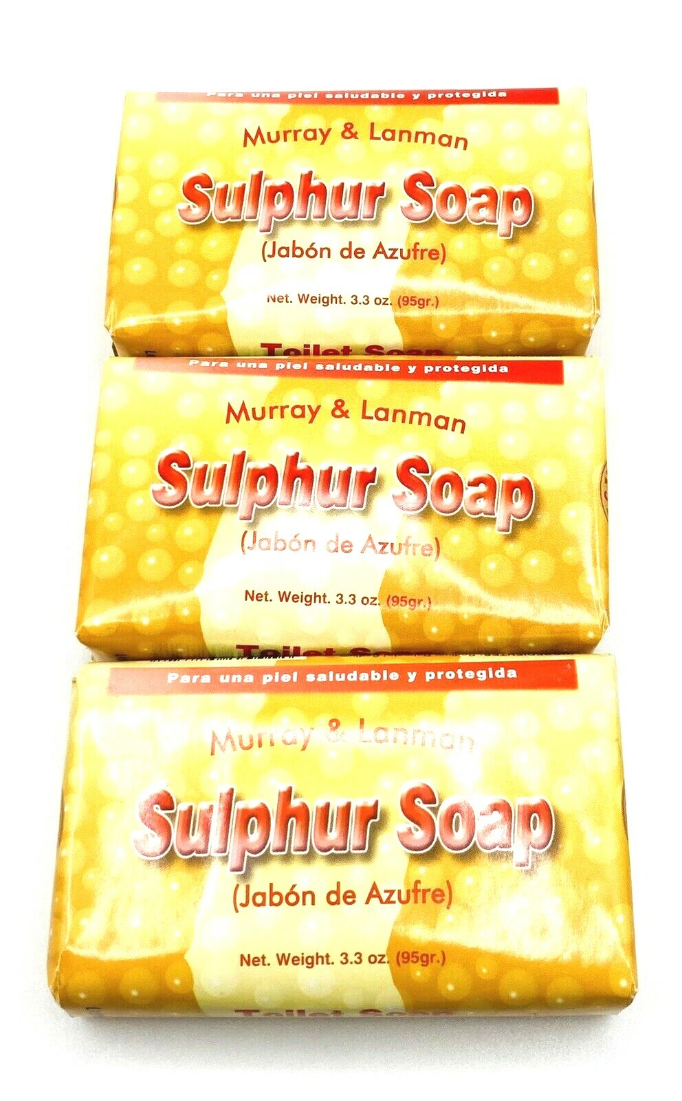 Pack of 3 Murray & Lanman Sulphur Soap Bars 3.3 oz Jabon de Azufre Bath Soap