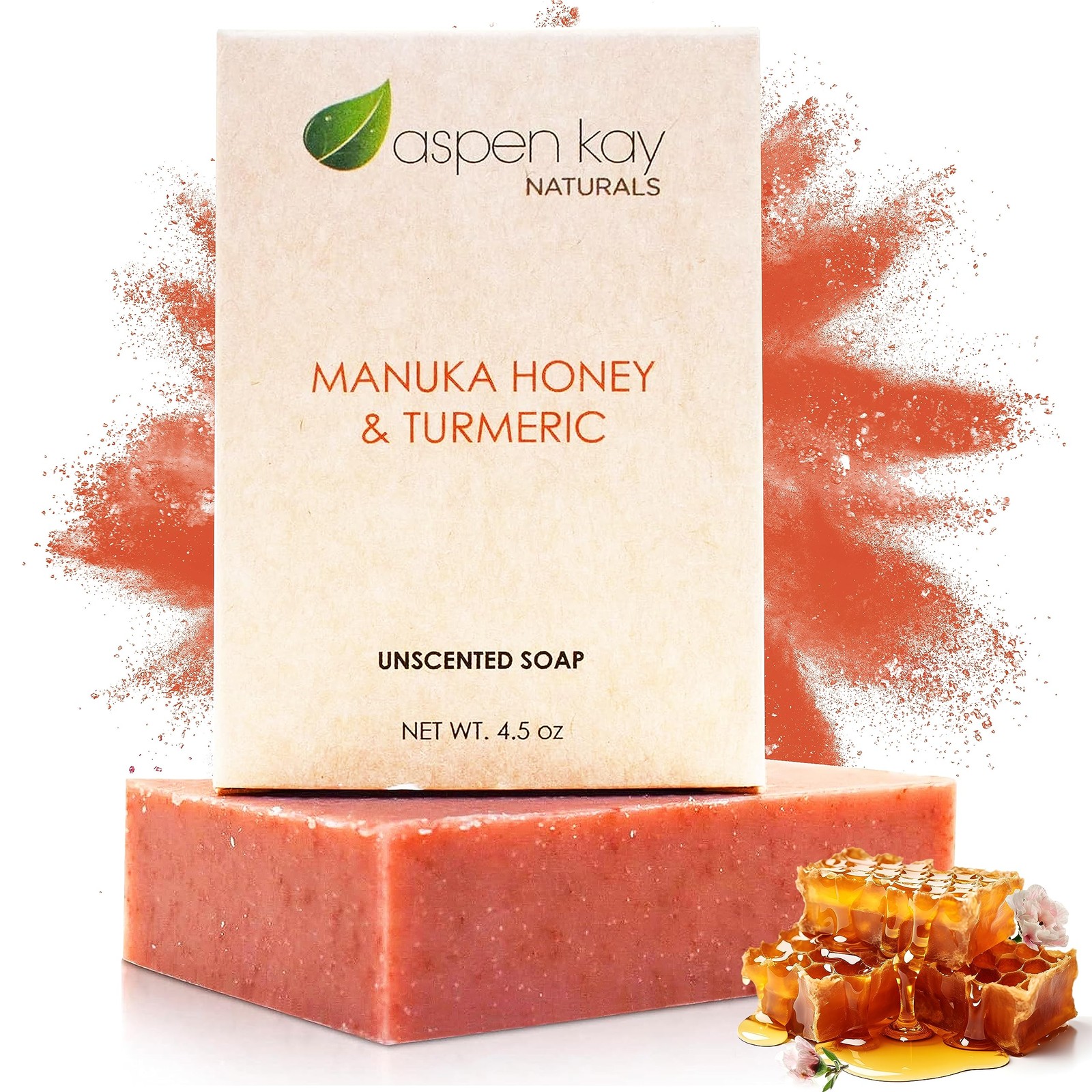 Manuka Honey & Turmeric Soap Bar for Body & Face, 4.5 Oz