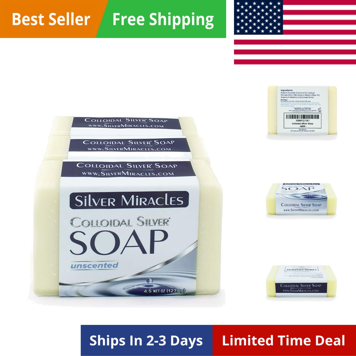 Colloidal Silver Soap – 3 pack