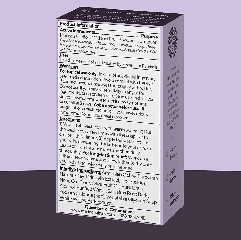 Marie Originals Natural Eczema Soap – Psoriasis, Dermatitis, Dry Skin Care 3.5oz