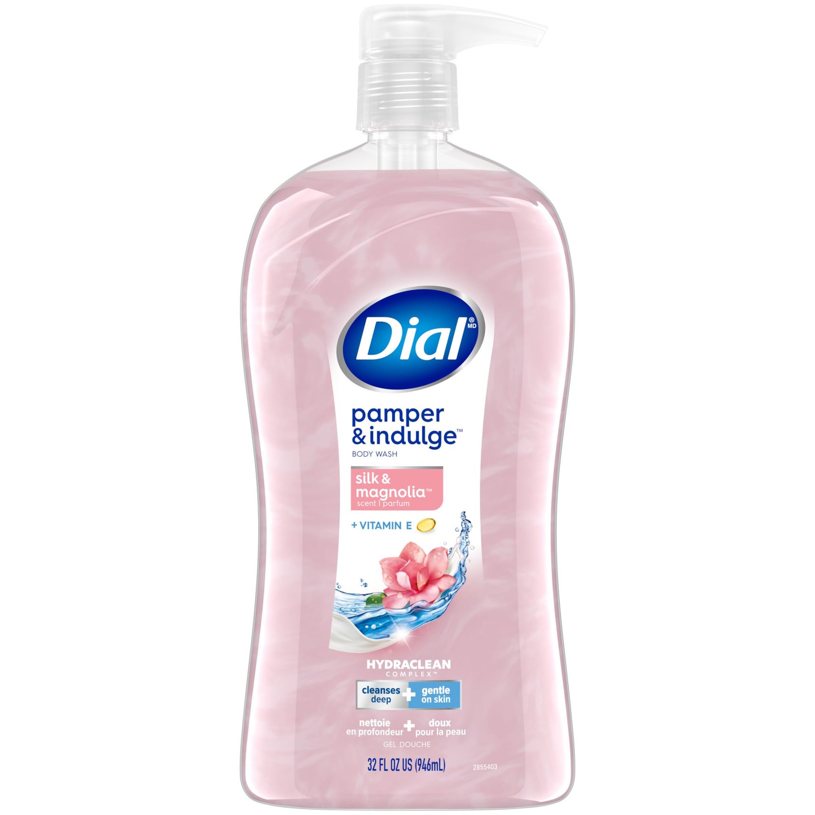 Dial Body Wash, Pamper & Indulge, Silk & Magnolia, 32 fl 32 Fl Oz (Pack of 1)