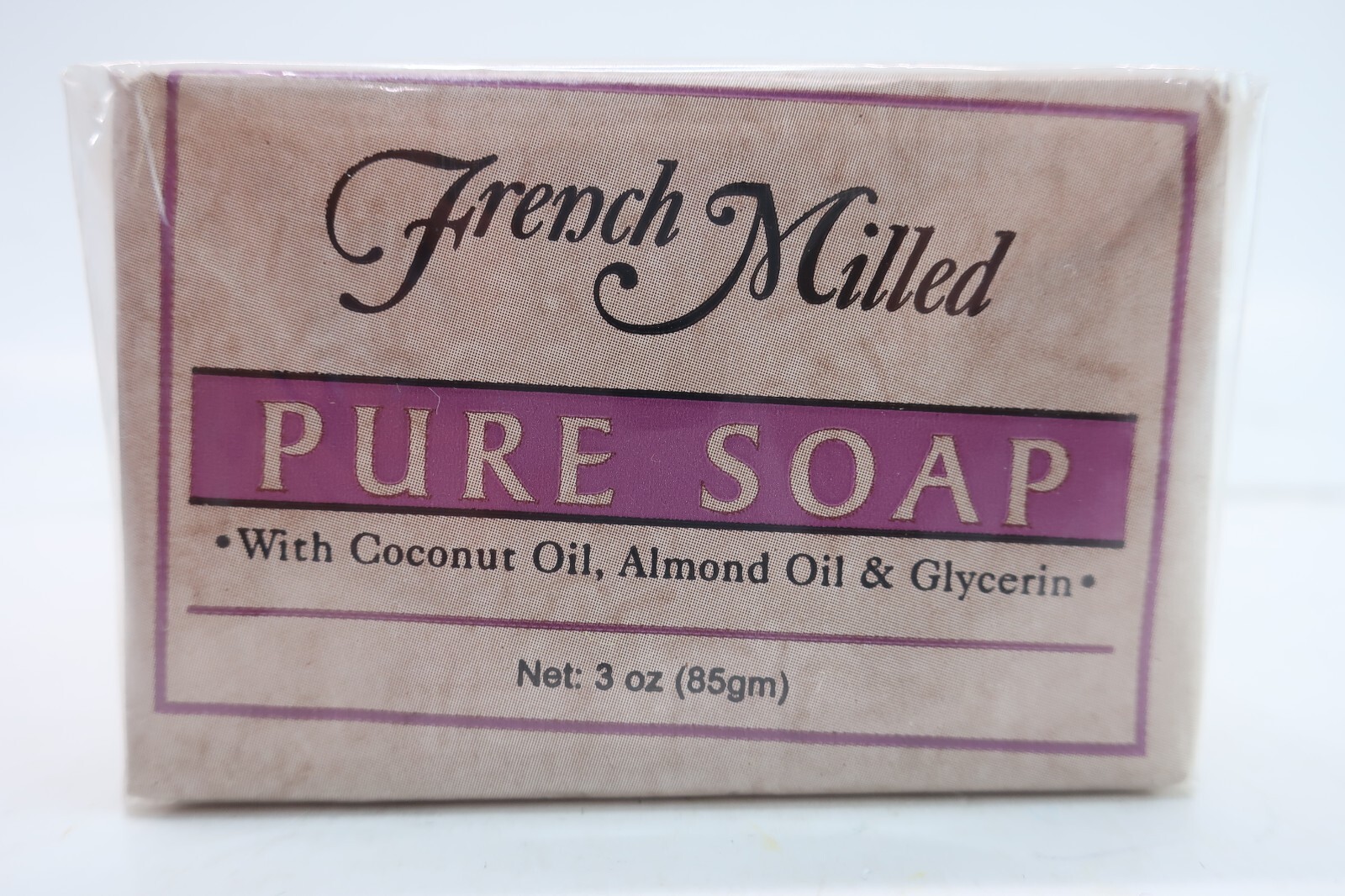 French Milled Pure Bar Soap w/ Coconut Oil Almond Oil & Glycerin (85gm) Lot of 4