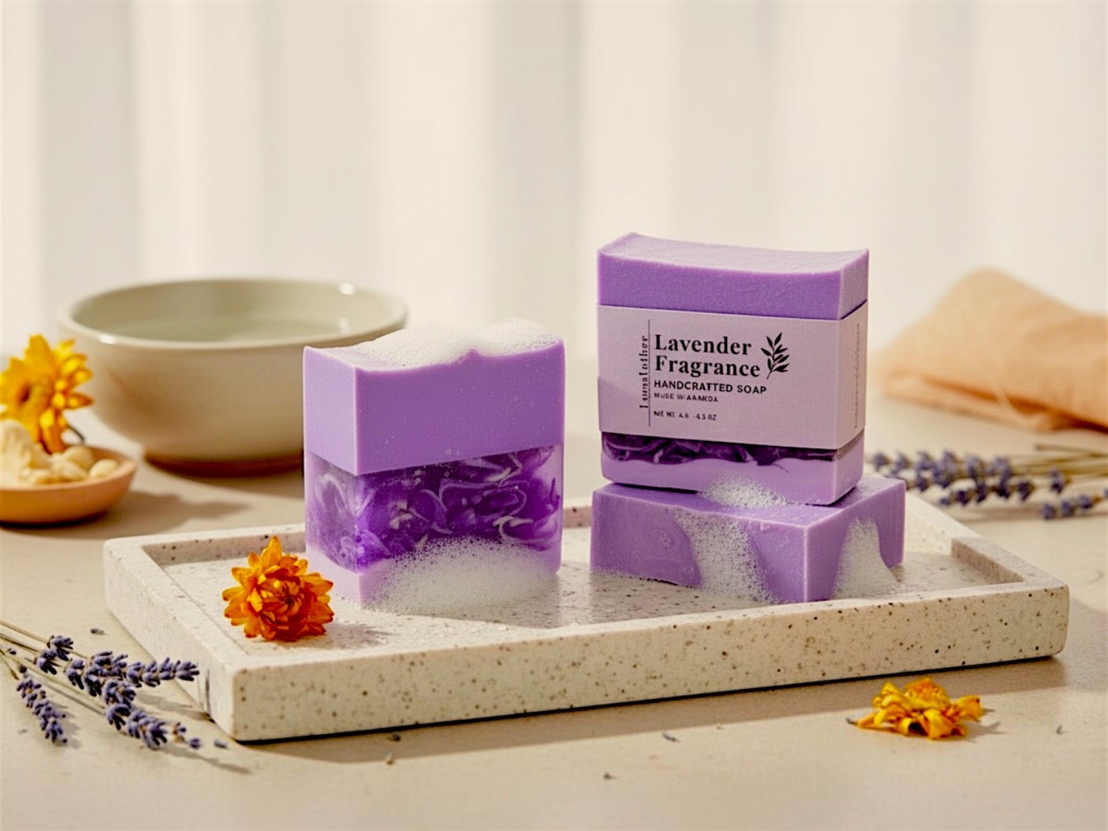 LumaLather Lavender Handmade Soap Bar – Relaxing Moisturizing Artisan Bath Soap