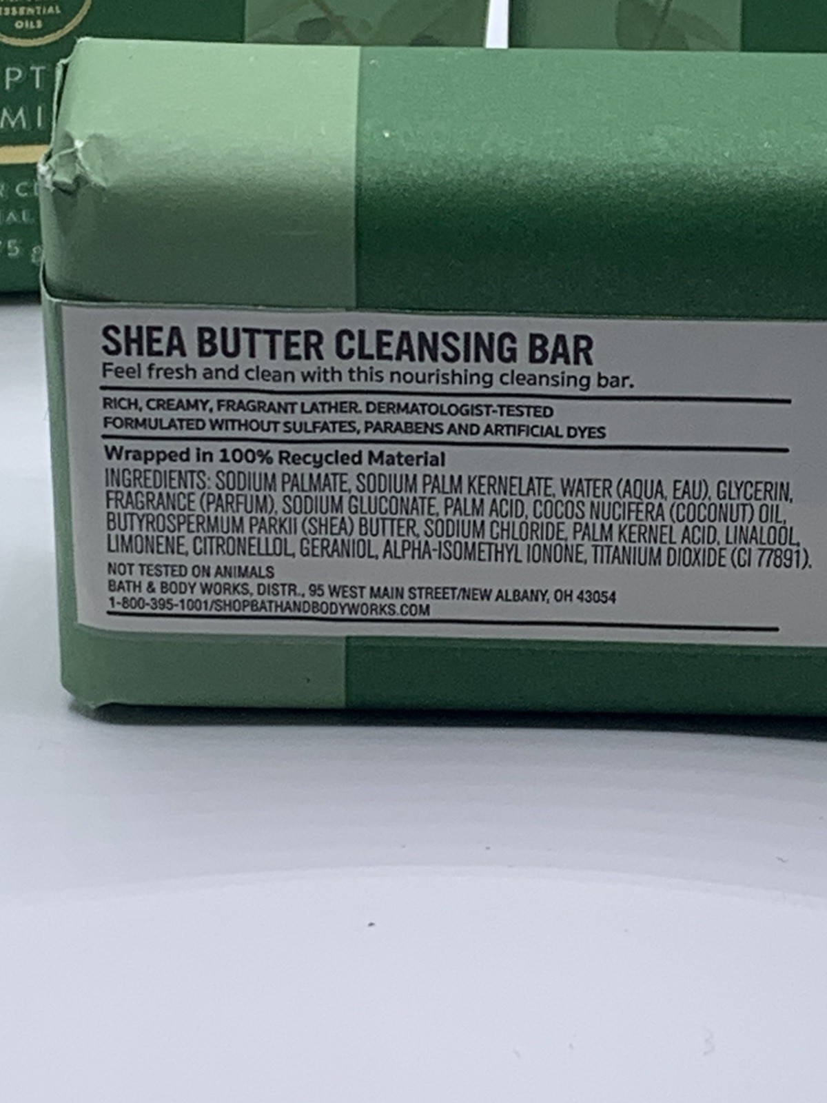 Bath Body Works Aromatherapy Eucalyptus Spearmint Shea Butter Cleansing Bar X3 N