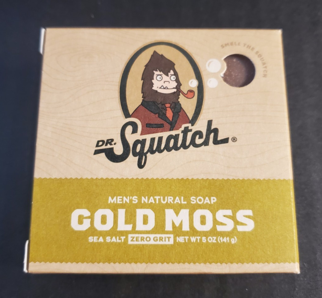 Dr Squatch Men’s Natural Soap Gold Moss. Sea Salt Zero Grit. Square Bar. New