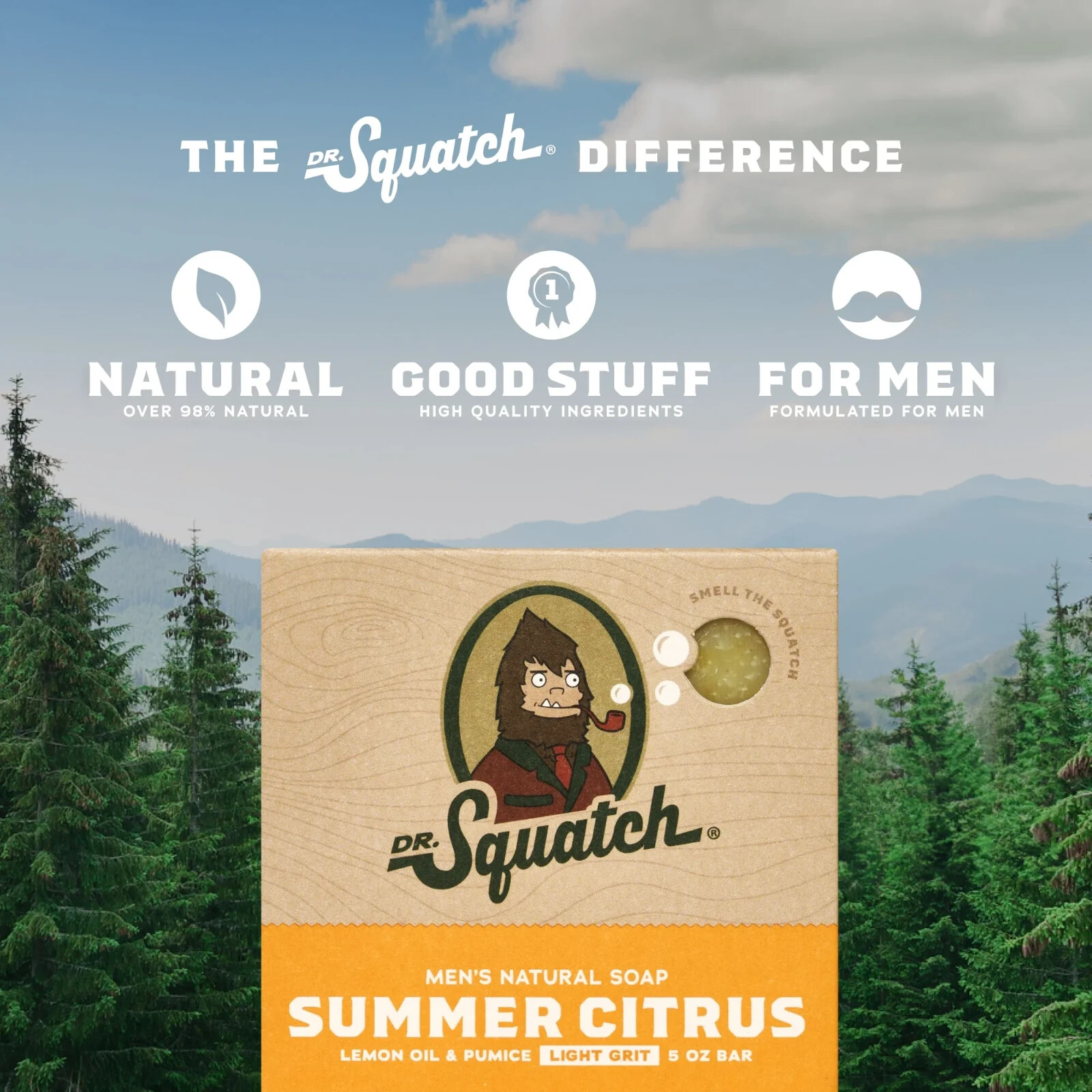 Dr. Squatch Summer Citrus Natural Bar Soap for Men, 5oz (141g)