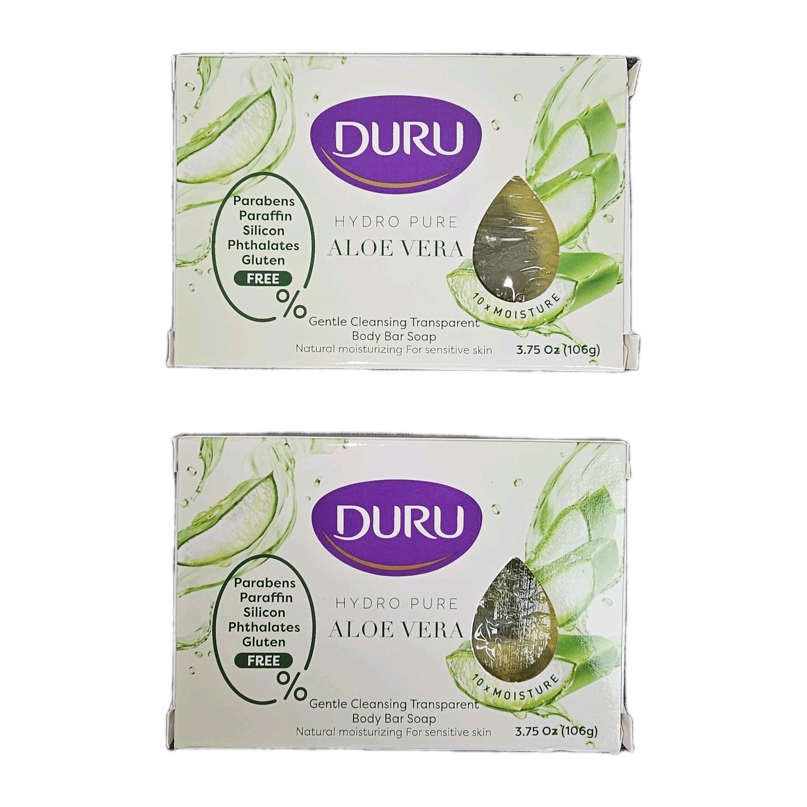 Duru Hydro Pure Aloe Vera Soap 2 Pack Gentle Transparent Bar Sensitive Skin