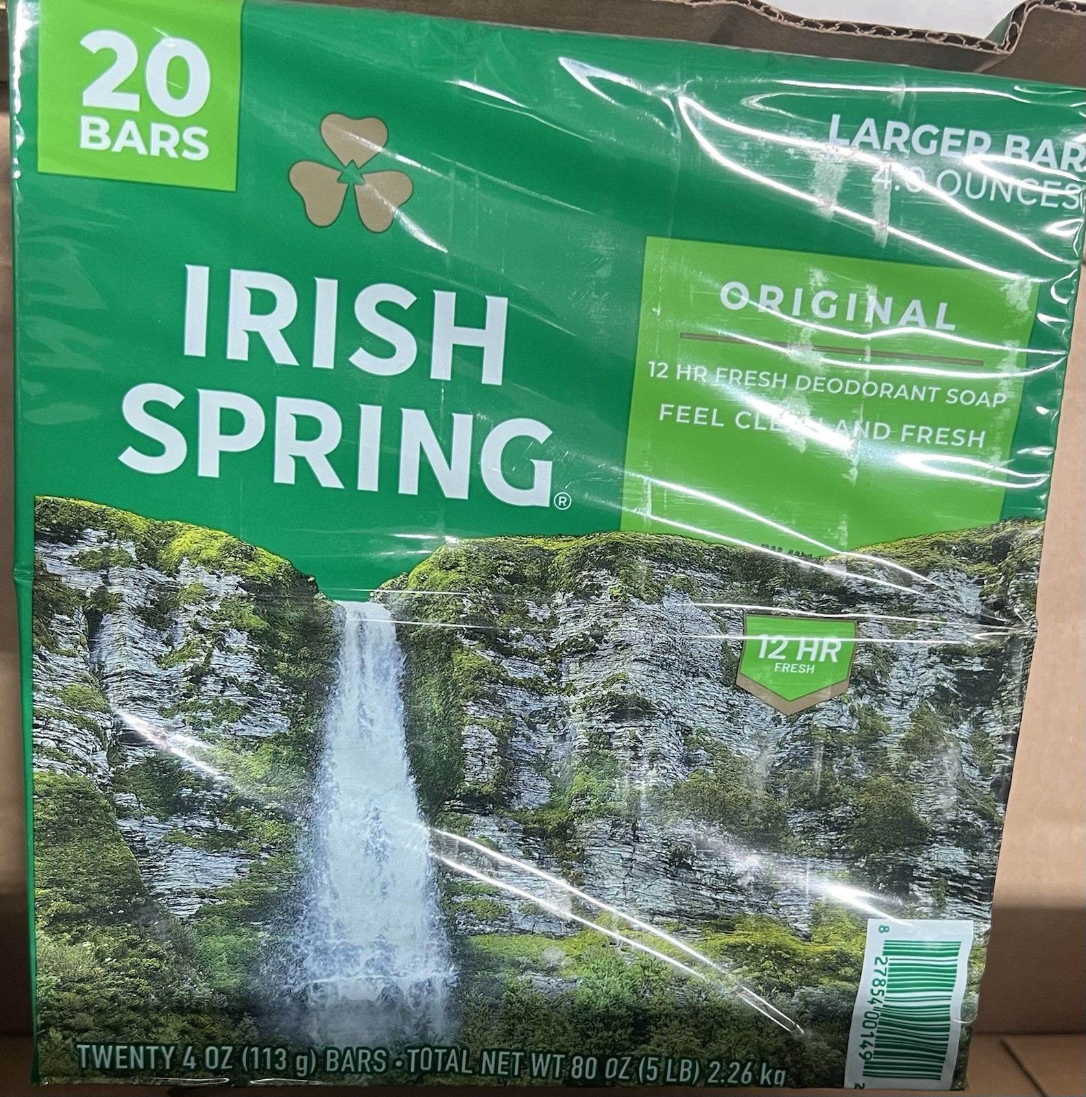 Irish Spring Original Fresh Scent Deodorant Soap 20 Bars 4 oz Each