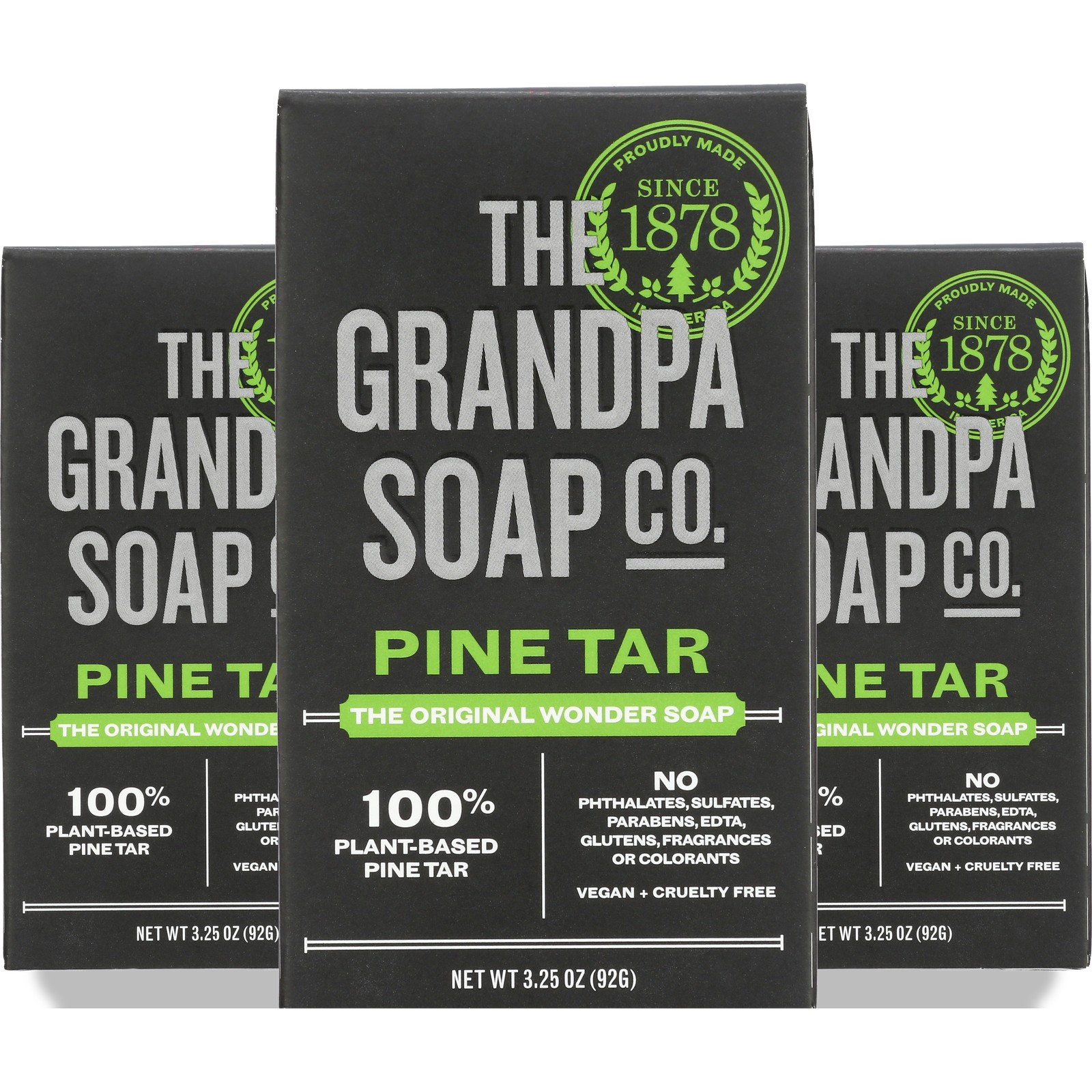 The Grandpa Soap Co. Pine Tar Bar 3.25 Oz 3 Pack