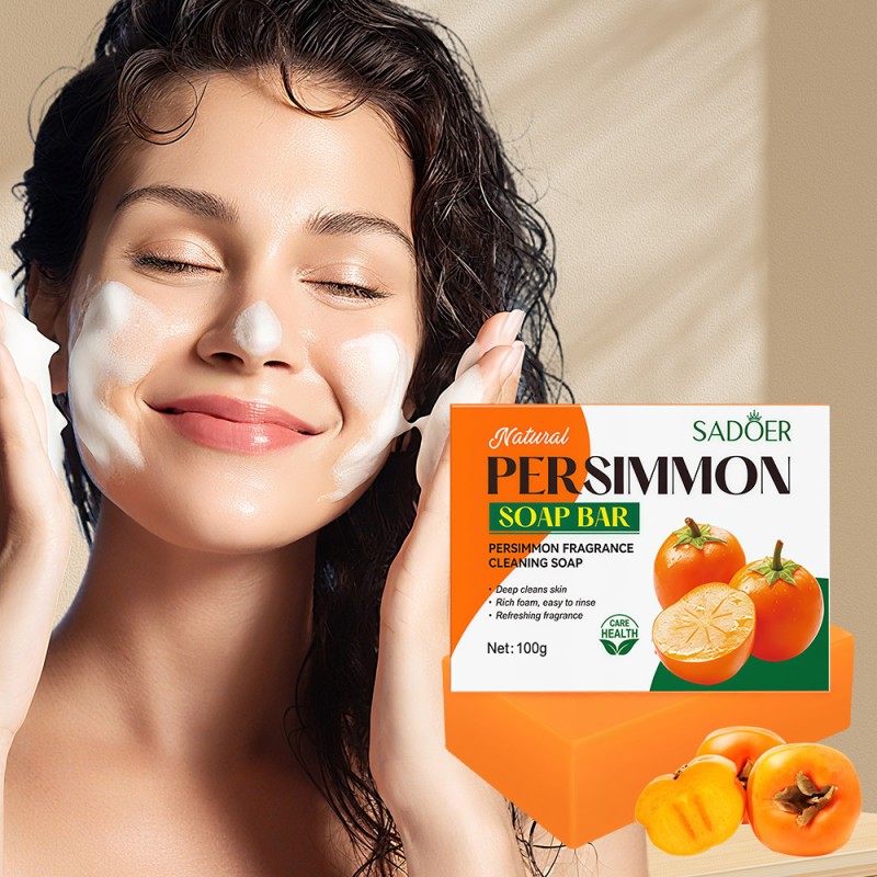 2X Natural Persimmon Soap Bar for Body Odor Control, Organic Deodorant Body Wash