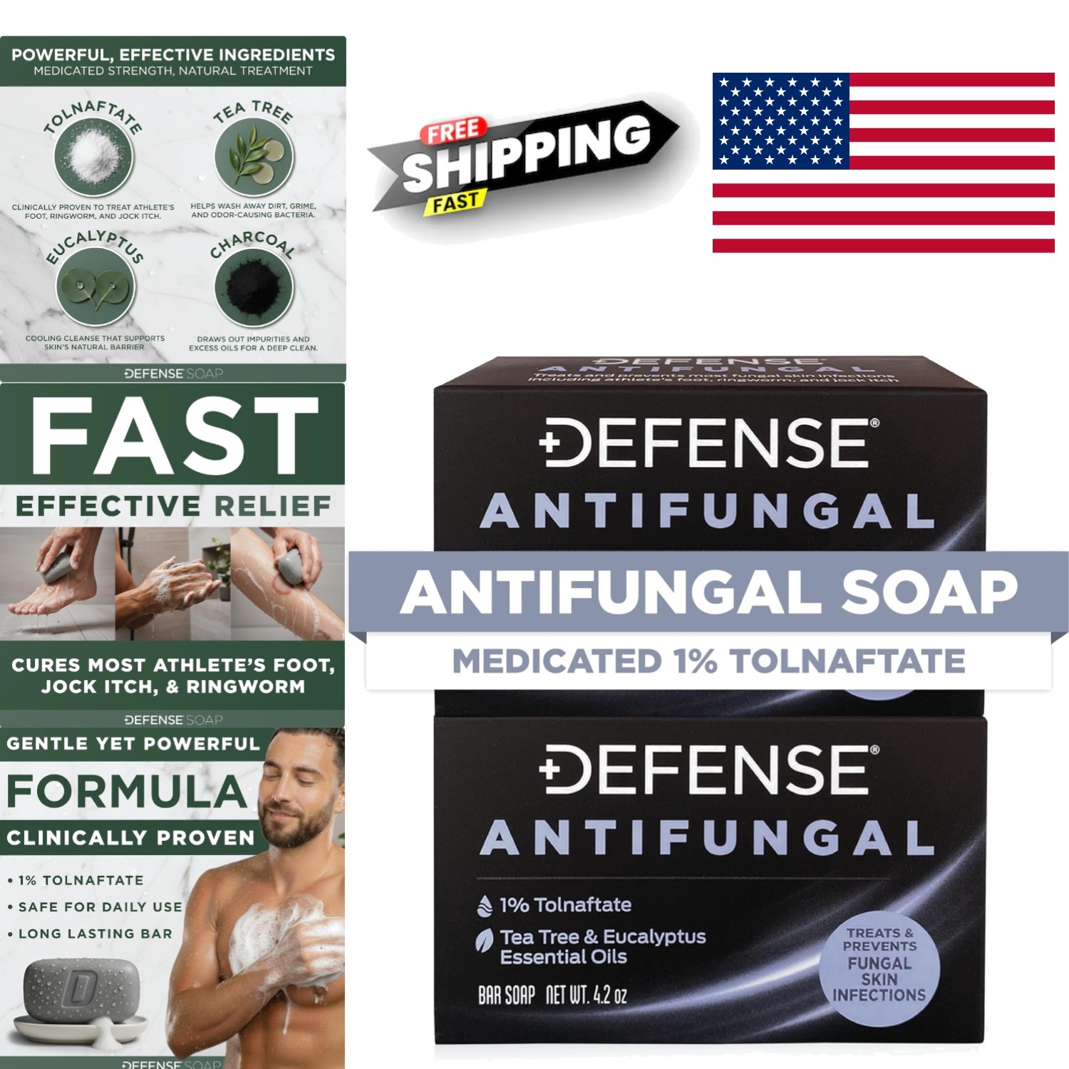Antifungal Bar Soap Pack with Natural Ingredients for Everyday Use and Skin Care