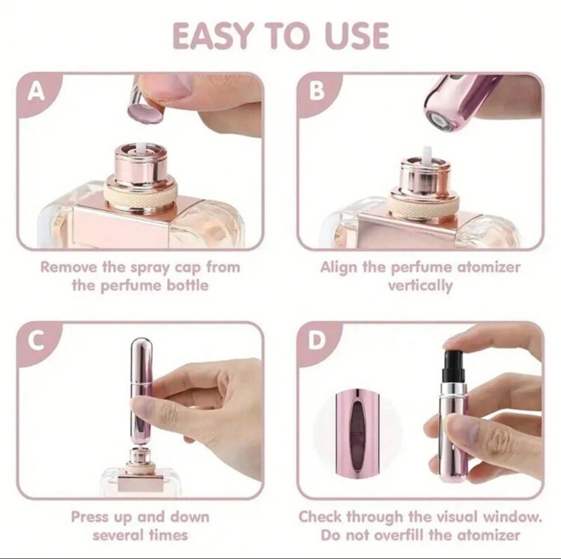 4 Pcs Mini Travel Perfume Atomizer Bottle Spray Pump Case Refillable Portable US