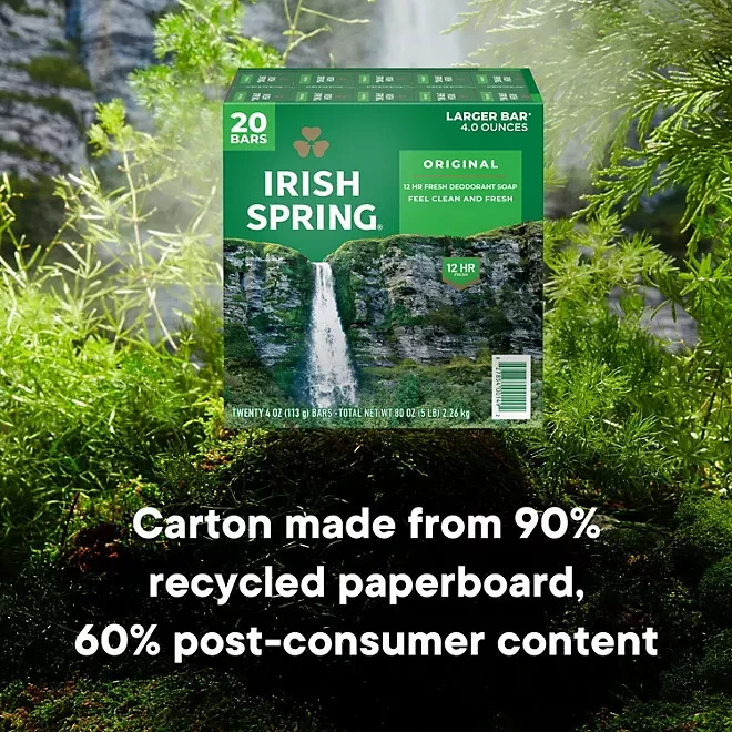 Irish Spring Bar Soap, Original Clean -4oz., 20ct. Free Shipping