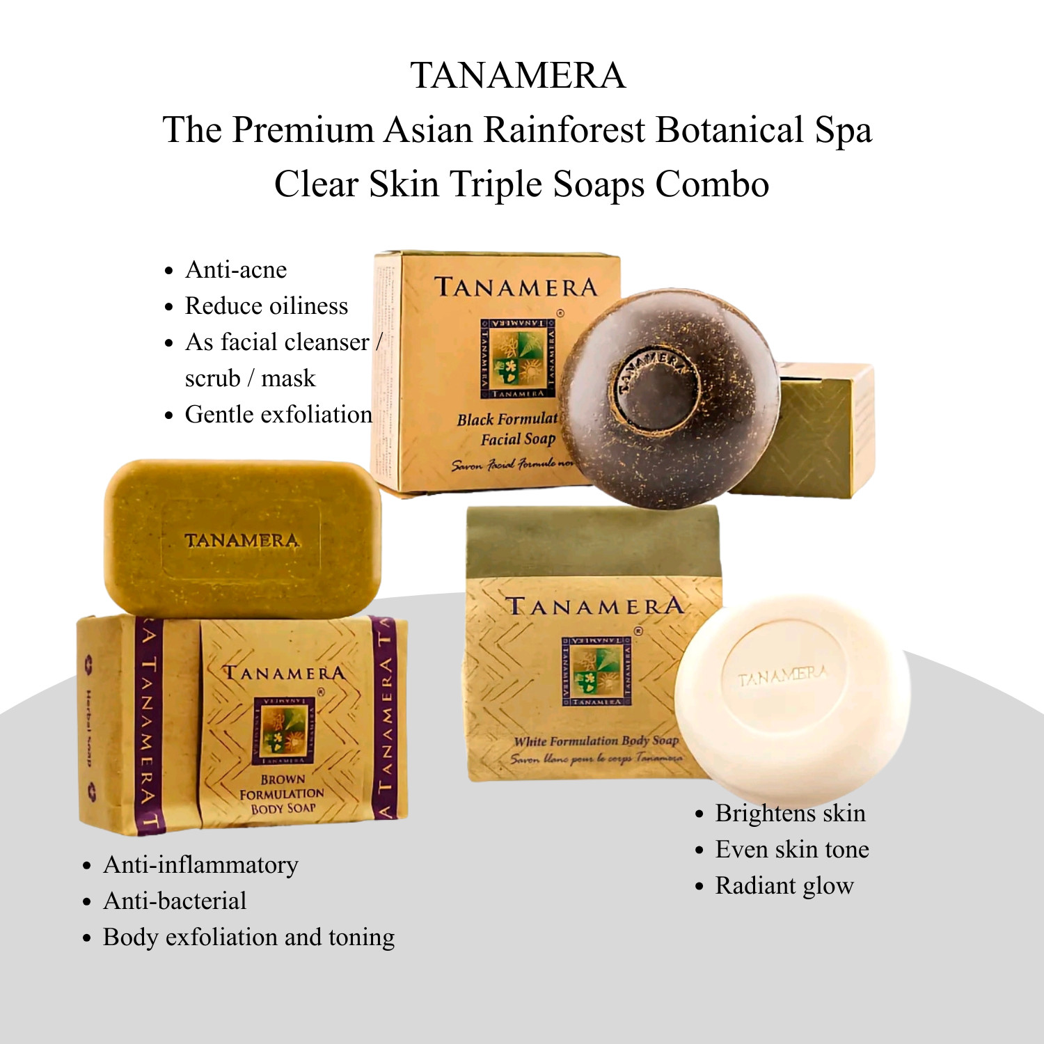 TANAMERA Natural Herbal Body & Face Scrub Soap Clear Skin & Remove Oil Anti Acne