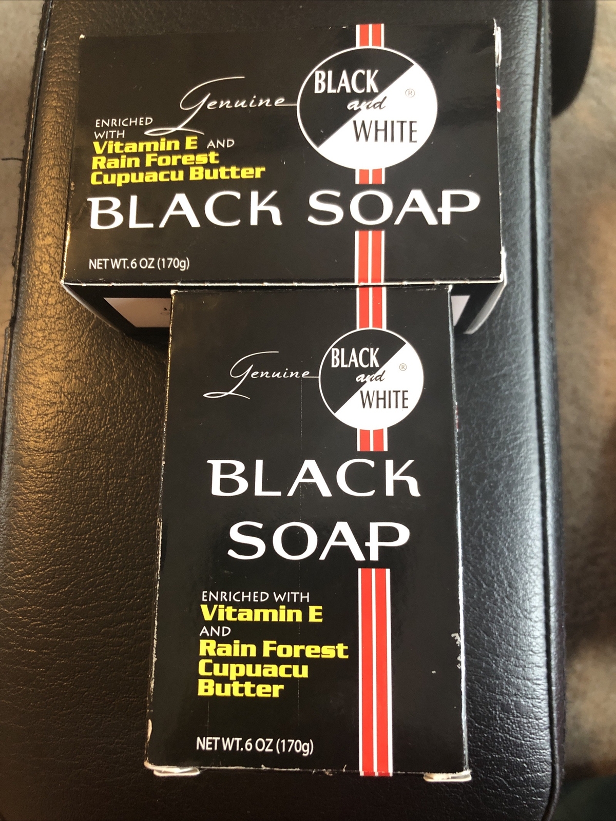 Genuine Black & White Black Soap Enriched Vitamin E, Cupuacu Butter, 2ea 6oz