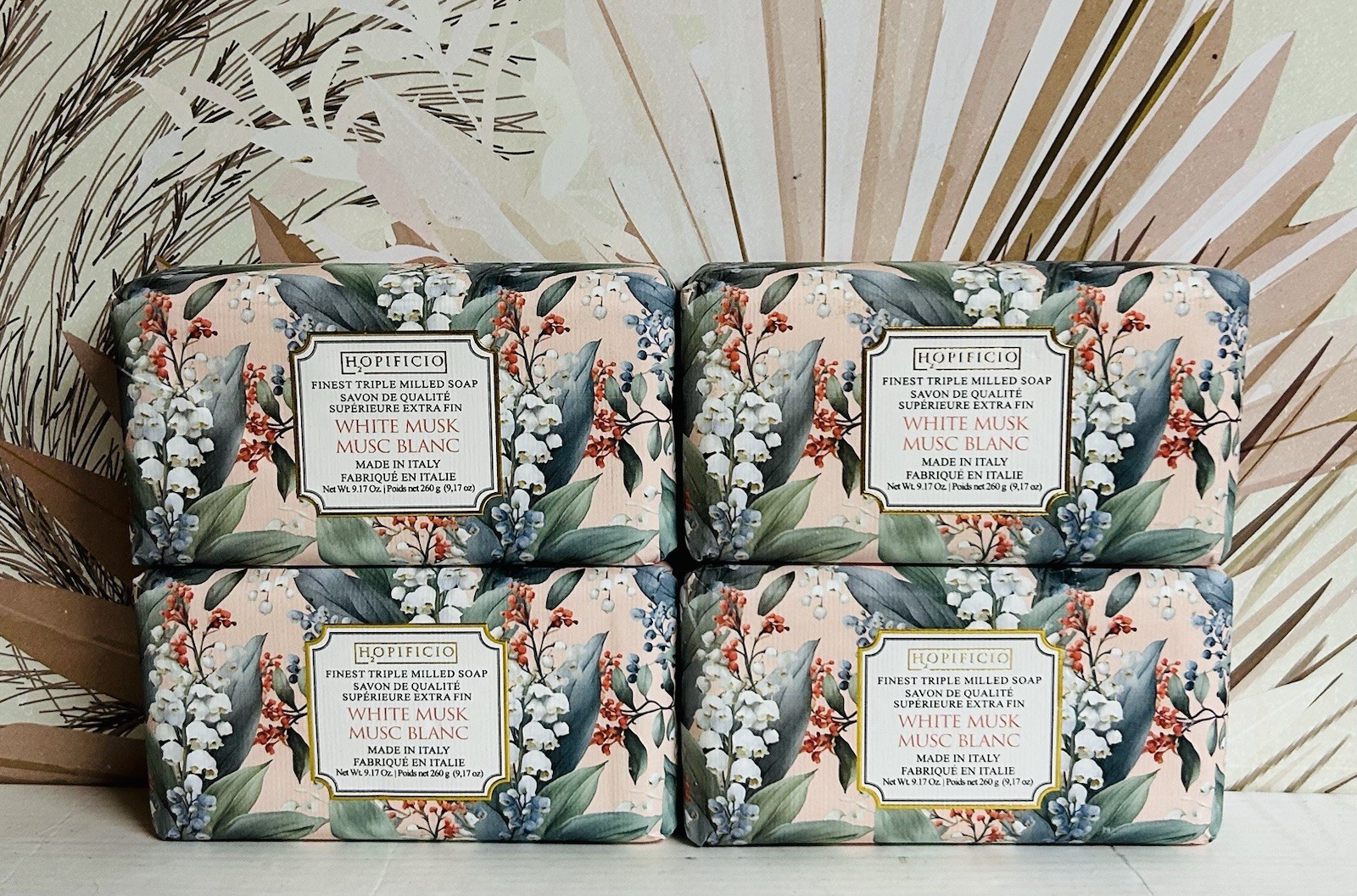 4 -Pack Hopificio ~ White Musk Finest Triple Milled Bar Soap 9.17 oz Each