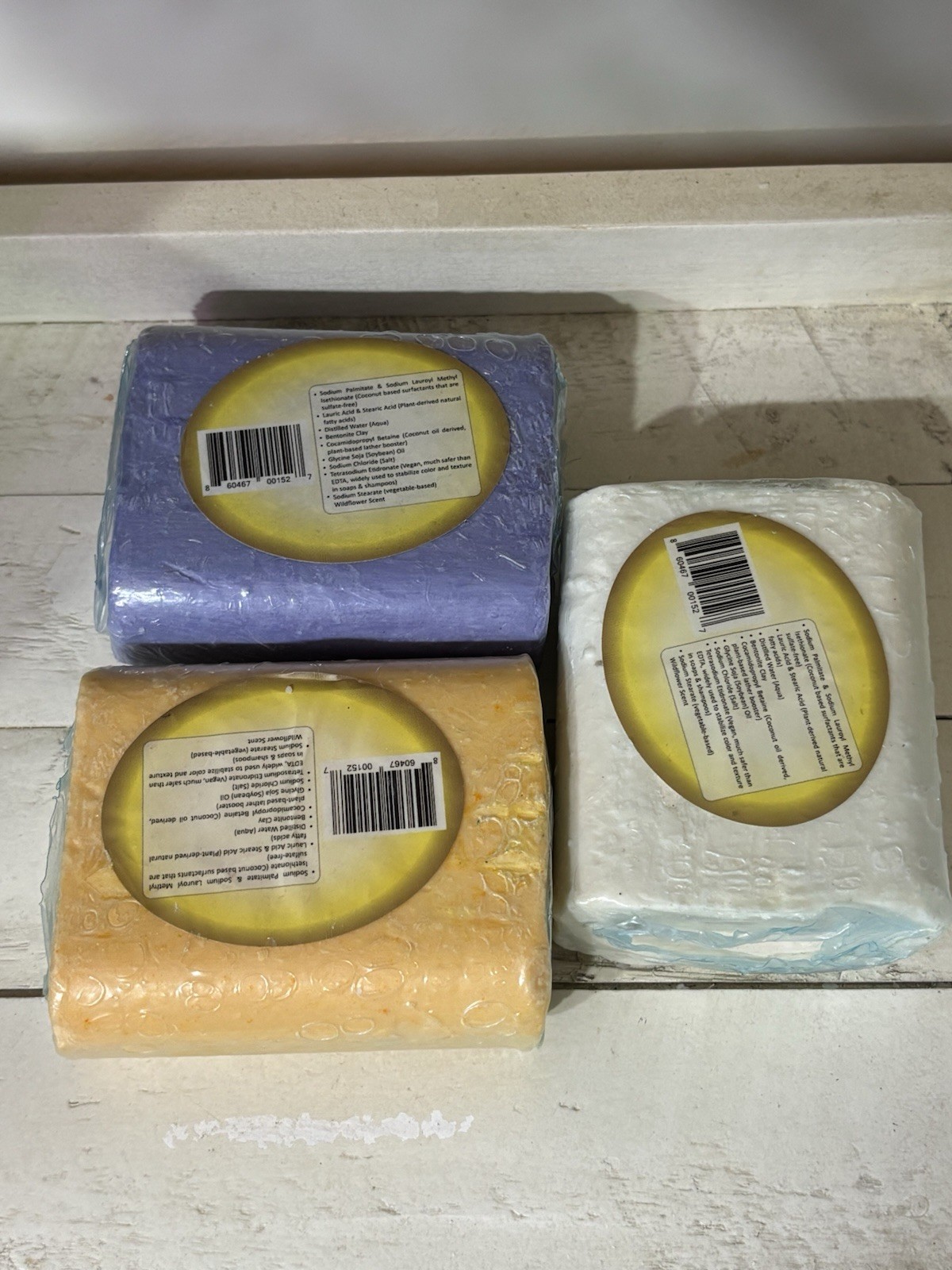 Natural Bar Soap Amish Farms 3 Bars Hand Cut Hand Crafted 5+oz Vegan