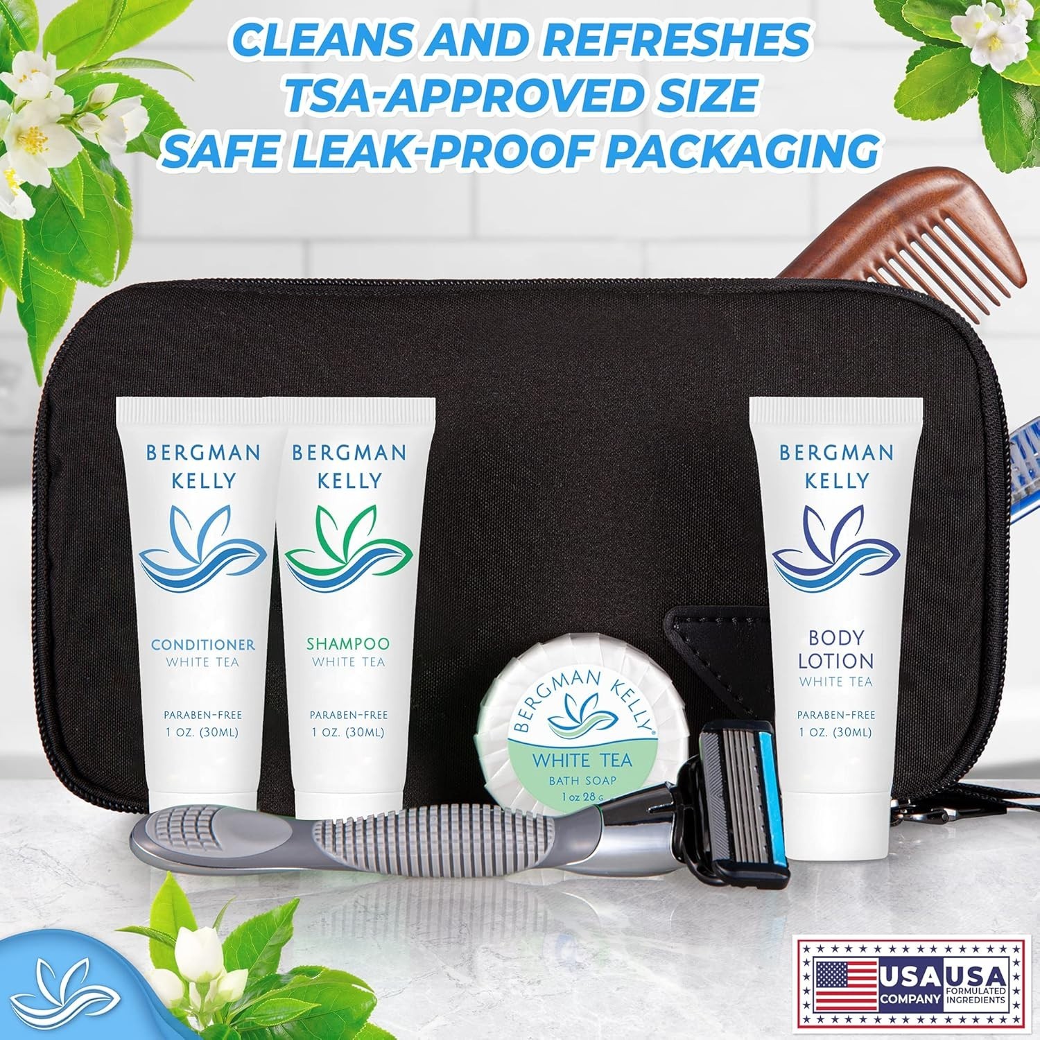 BERGMAN KELLY Travel Soap Bars (0.5 Oz, 100 PK, White Tea), Travel Size Luxury