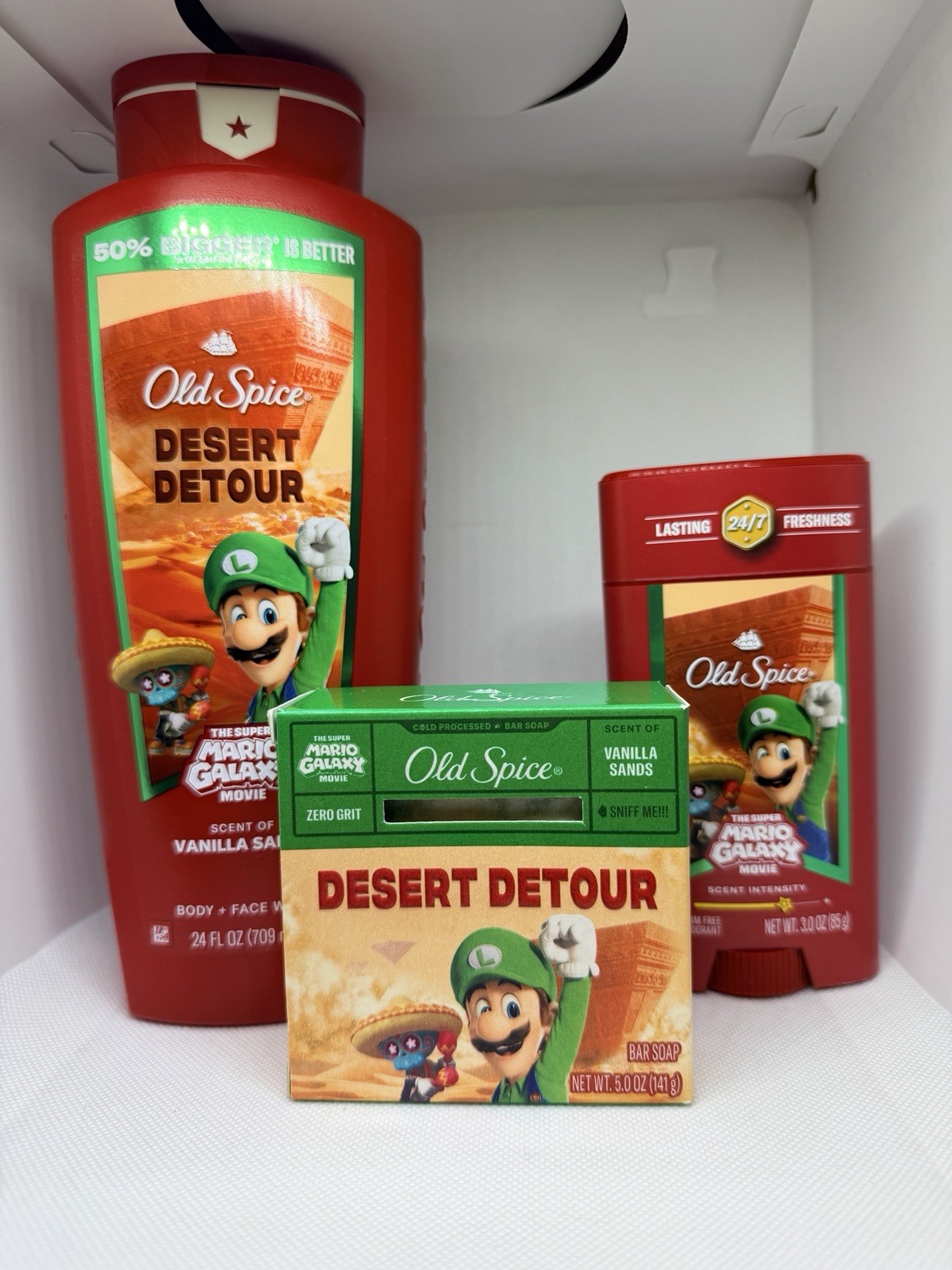 Old Spice MARIO Desert Detour Set Unisex Vanilla Sands Wash Deo Soap New