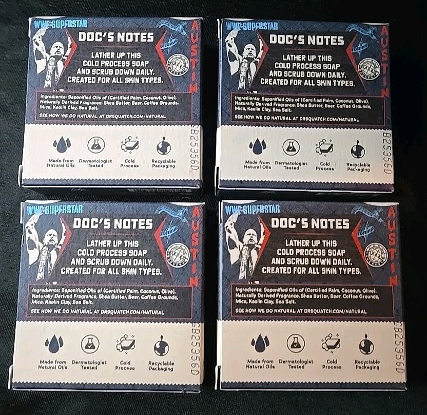4-Pack – Dr. Squatch Men’s Natural Soap Steve Austin Stone Cold Stunner 5 oz NEW
