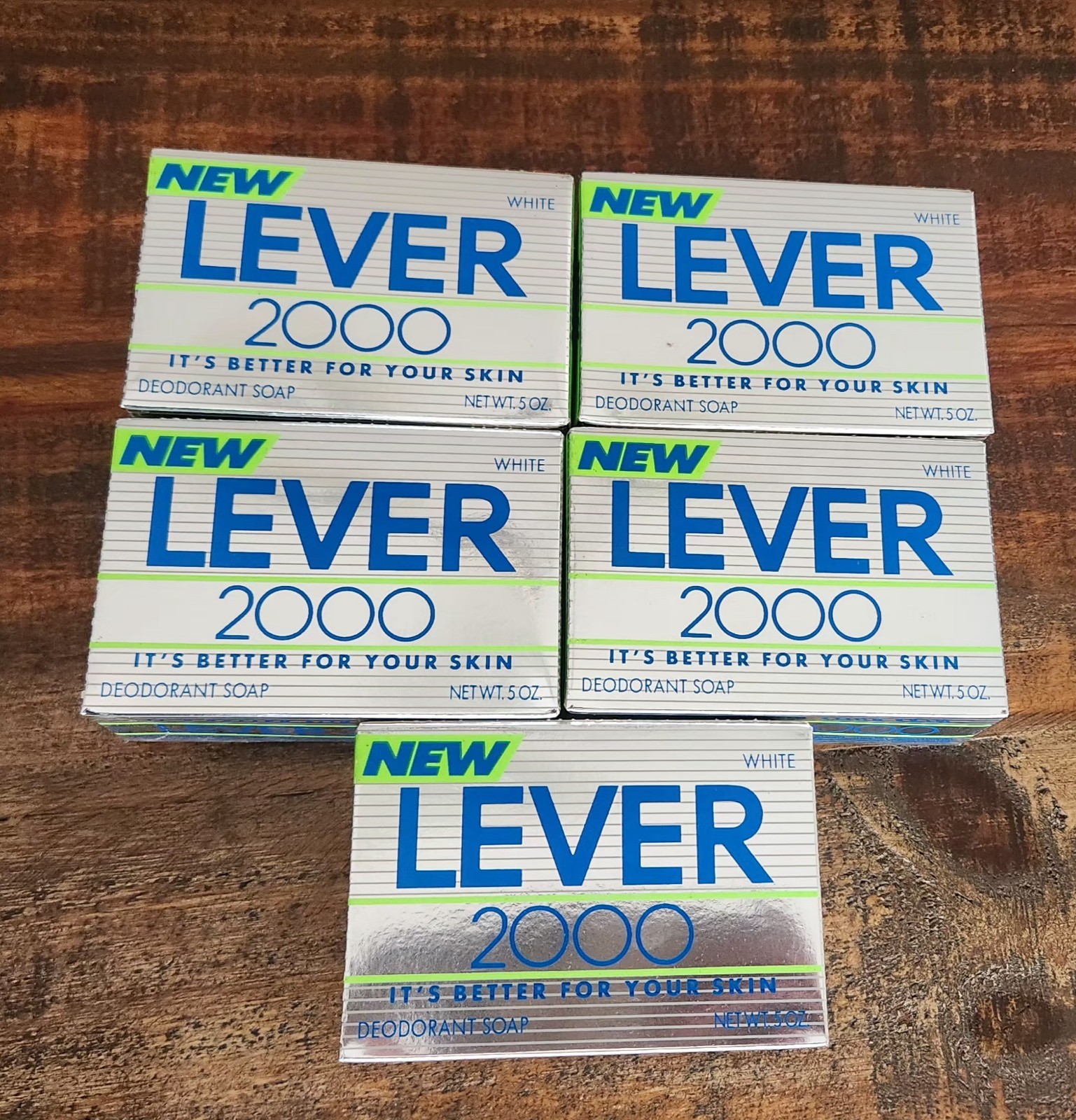 VTG Lever 2000 Deodorant Soap Silver Box Original Bath Bar 5oz Lot of 5 New!!