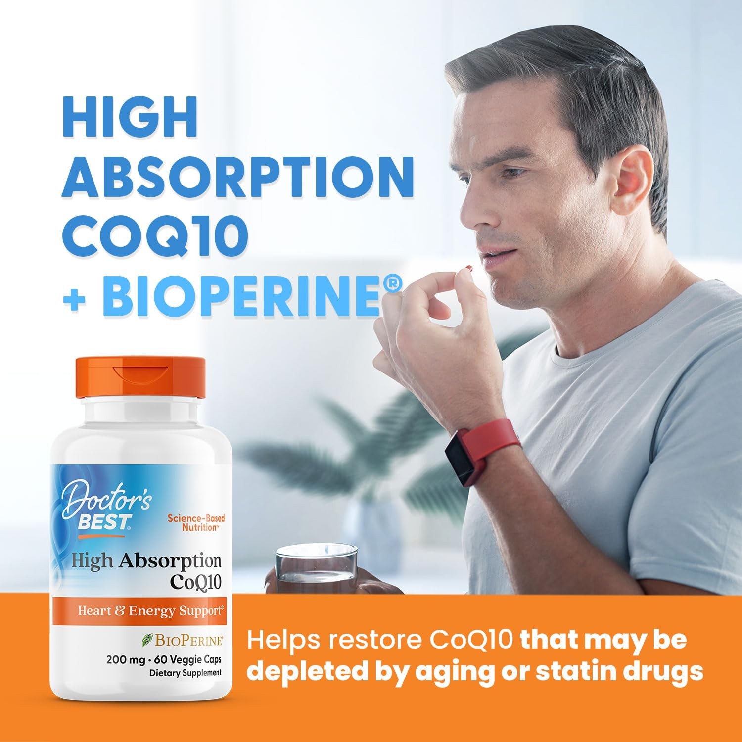 Doctor’s Best High Absorption CoQ10 200mg with 60 Count (Pack of 1), White