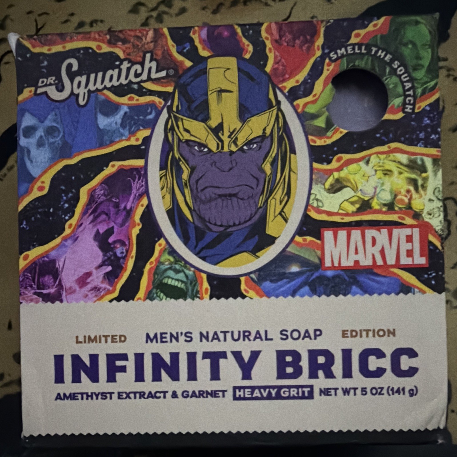 Dr. Squatch Marvel Infinity Bricc Men’s Natural Body Soap Bar, Heavy Grit 5 oz
