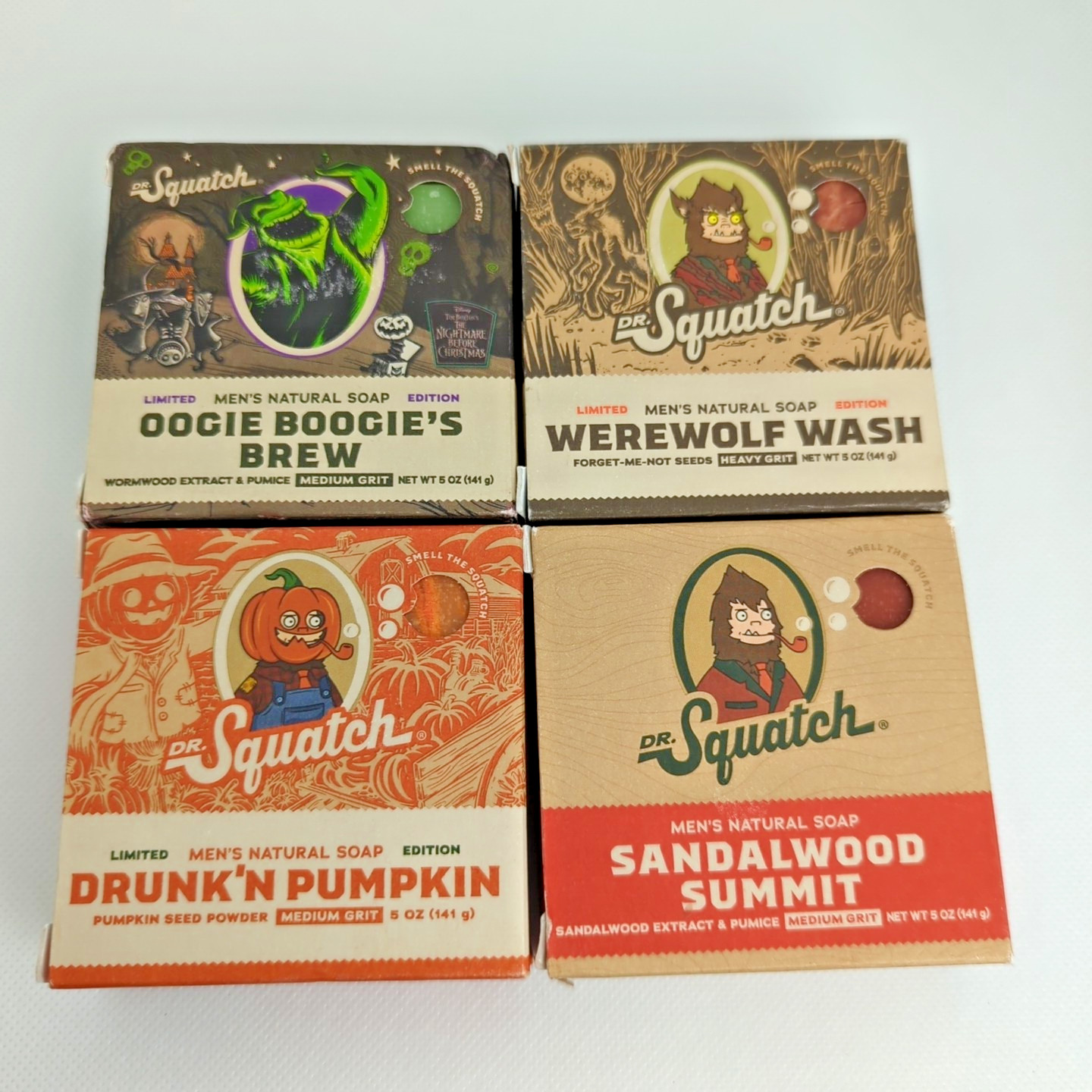 LOT OF 4 Dr. Squatch Bars Soap Werewolf Wash Sandalwood Summit Drunk’n Pumpkin