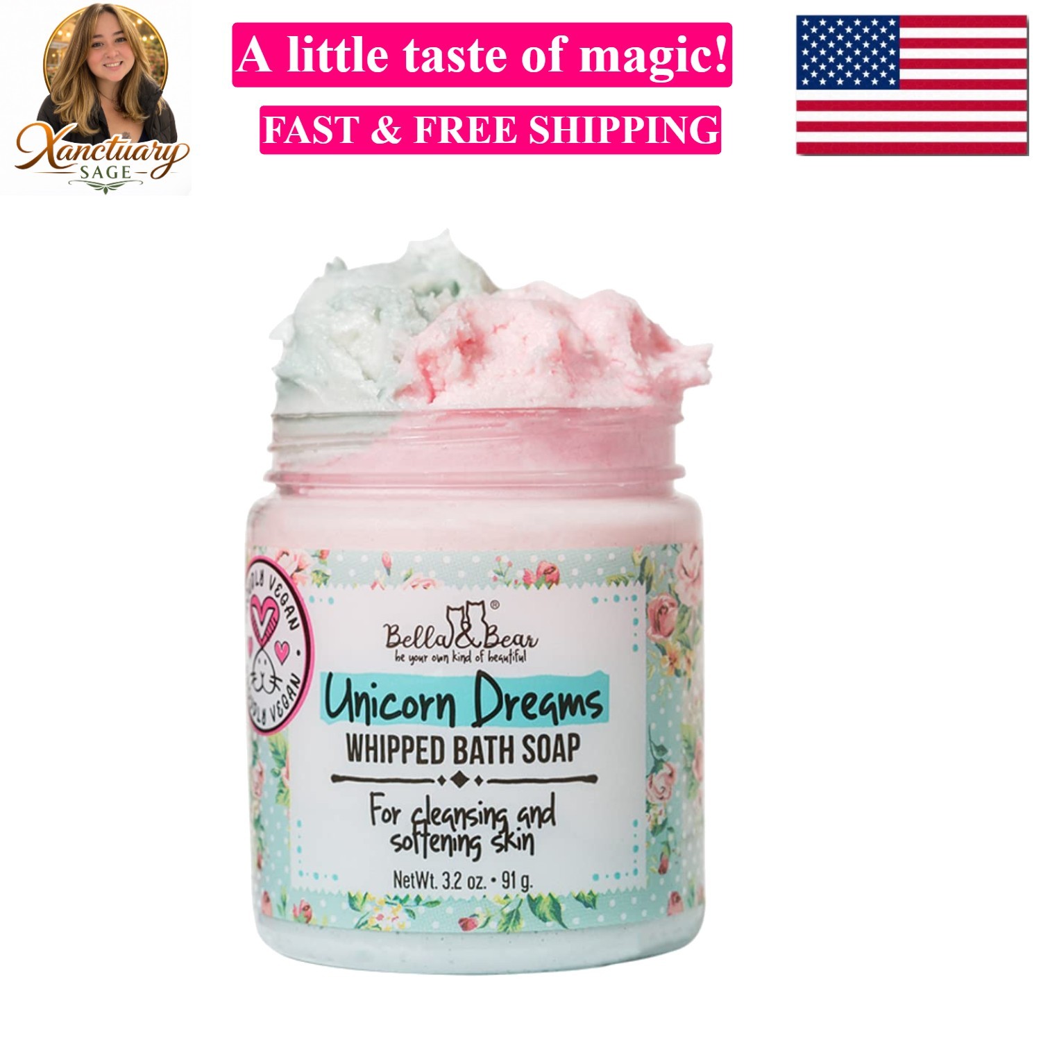 Unicorn Dreams Whipped Bath Soap – Travel Size 3.2oz mango & pineapple with a…