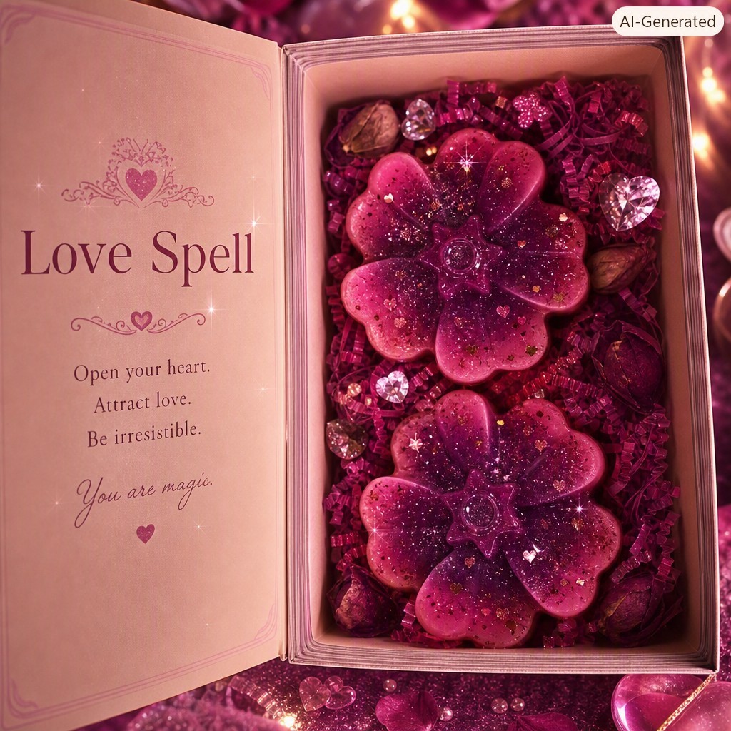 Love Spell Flower Shaped Pink Glitter Floral Body Wax Melt