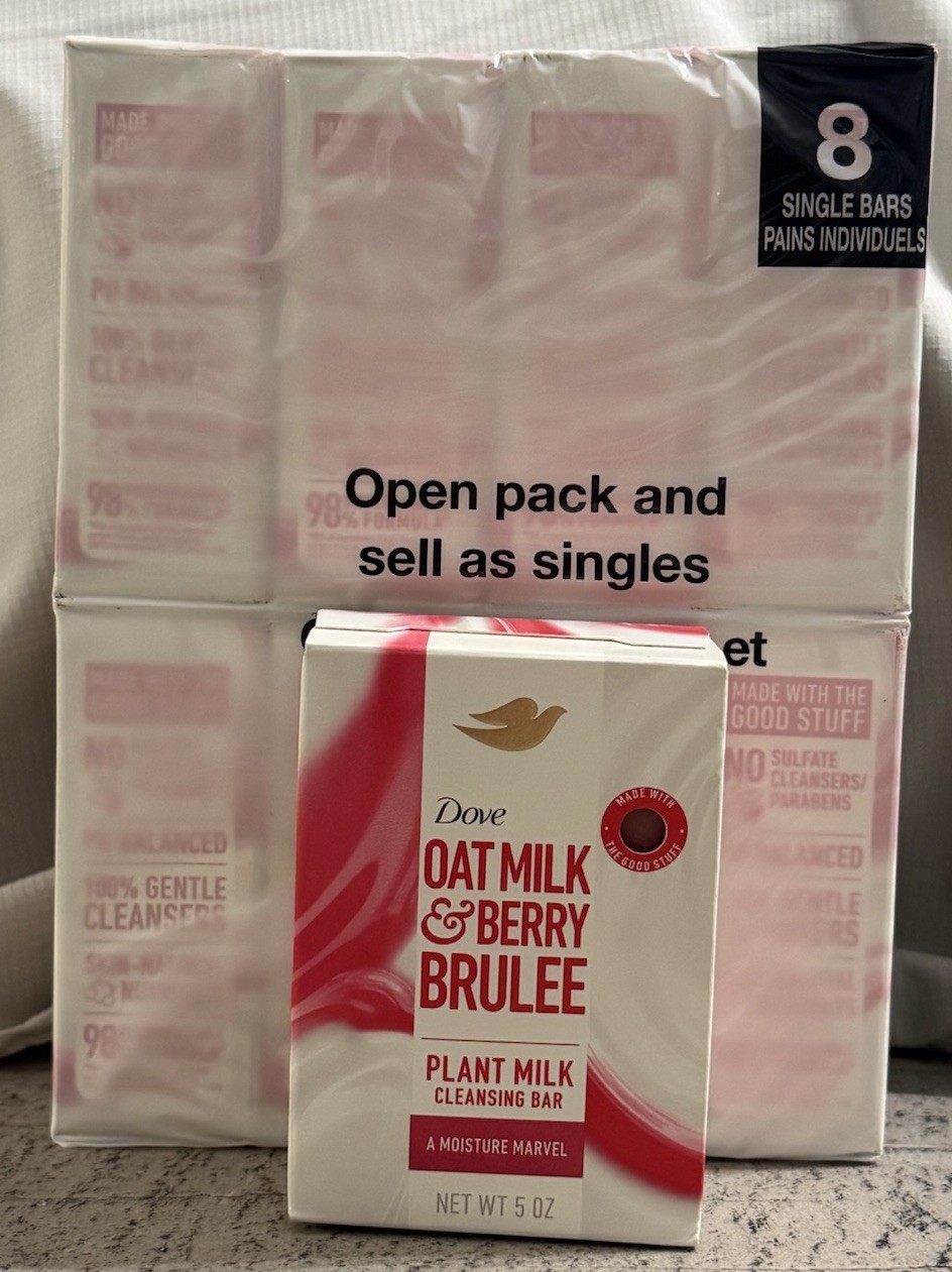 8 PACK Dove Plant Milk Cleansing Bar 5 oz, Oat Milk & Berry Brulee, Moisturizing