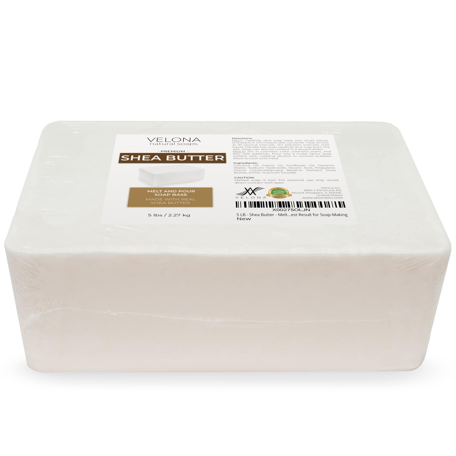 velona 5 LB – Shea Butter – Melt and Pour Soap 80 Ounce (Pack of 1), White