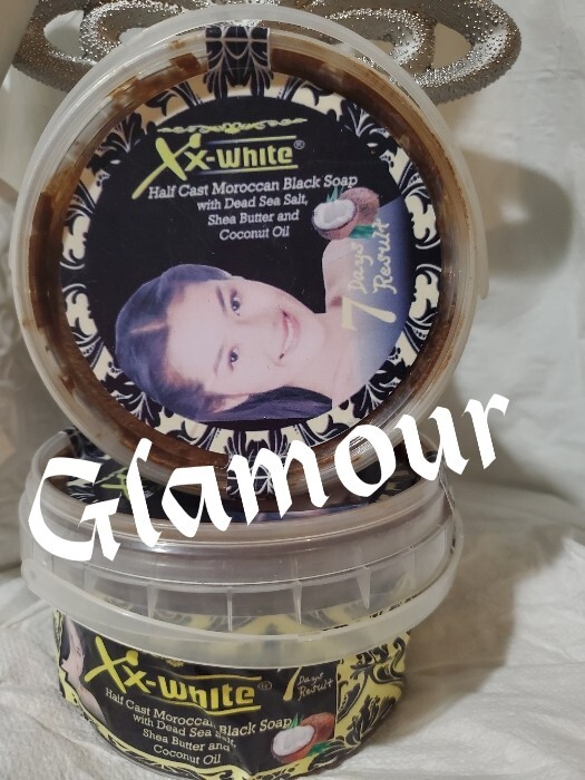 XX-WHITE H-C moroccan black soap with dead sea salt, shea butter & oil 400gx1