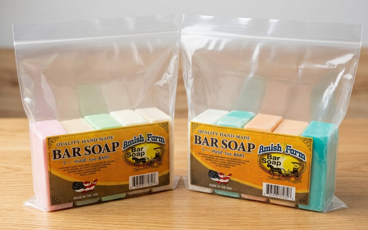 2 Bags of Amish Farms Bar Soap 10 Huge Bars 5 oz