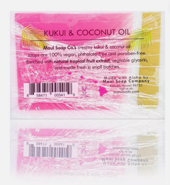 Maui Soap Co – Plumeria Bar Soap with Kukui & Coconut Oil 6oz (2 bar)