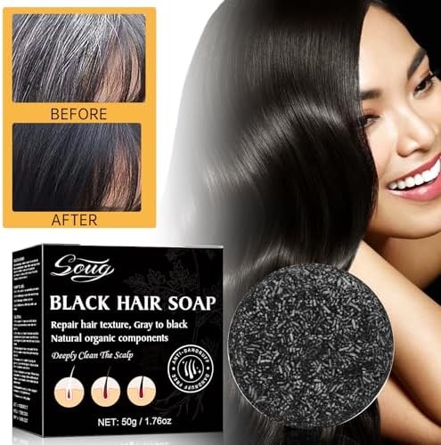 3PCS Gray Hair Reverse Bar Soap,Gray Hair Bar Shampoo,Herbal Mane Gray for Men &