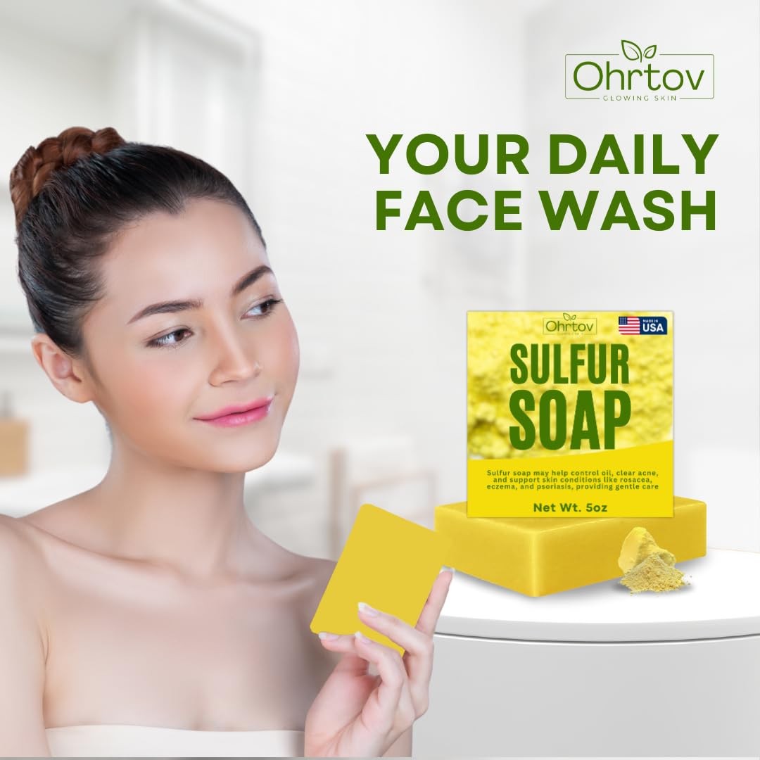 Sulfur Soap Bar – Face & Body Wash for Acne – 5 Ounce (Pack of 1)