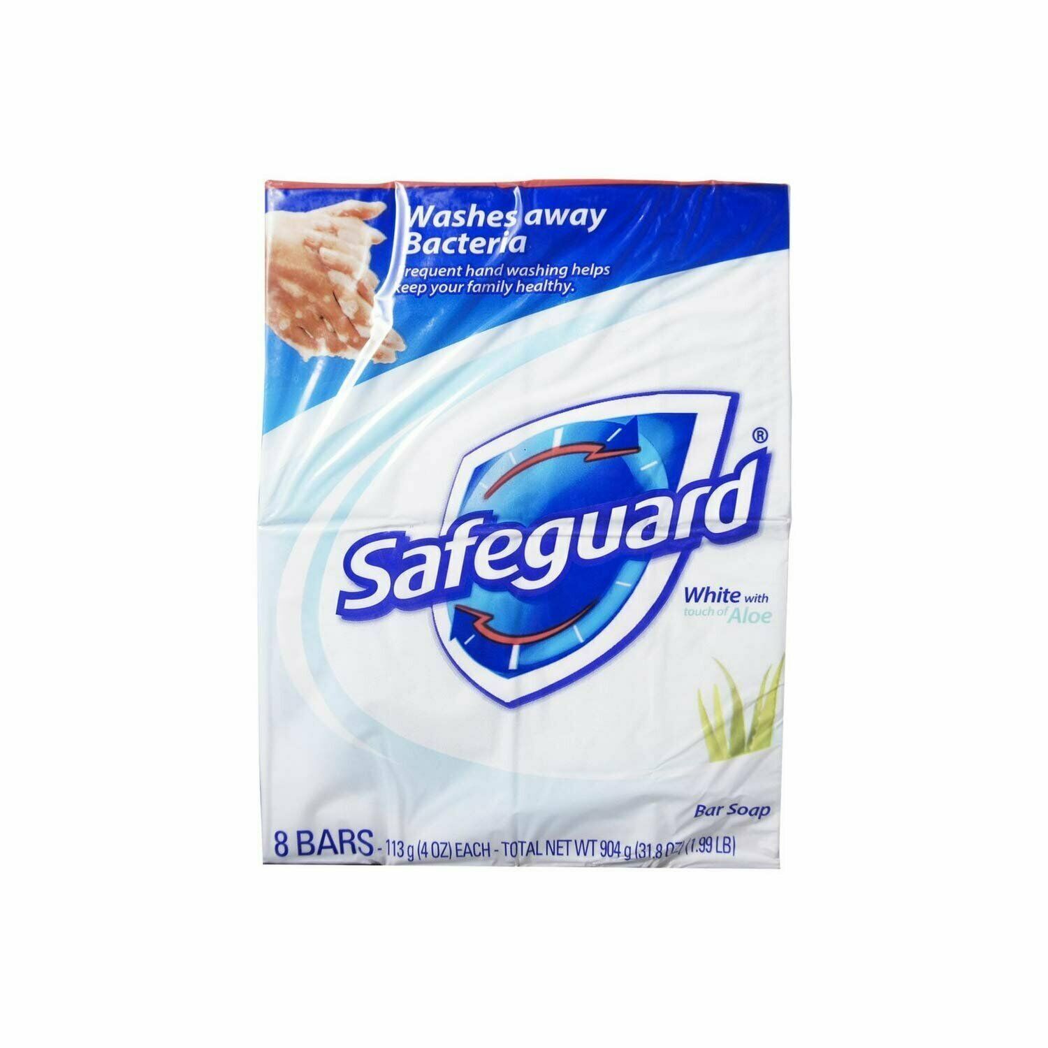 Safeguard White Antibacterial Bar Soap with A Touch Of Aloe 4 Oz 8 Bars 2 Pack