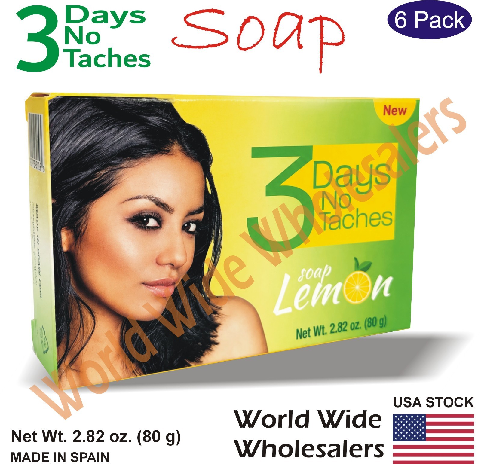3 Days No Taches Soap Lemon 80/2.82 Oz {PACK OF 6}