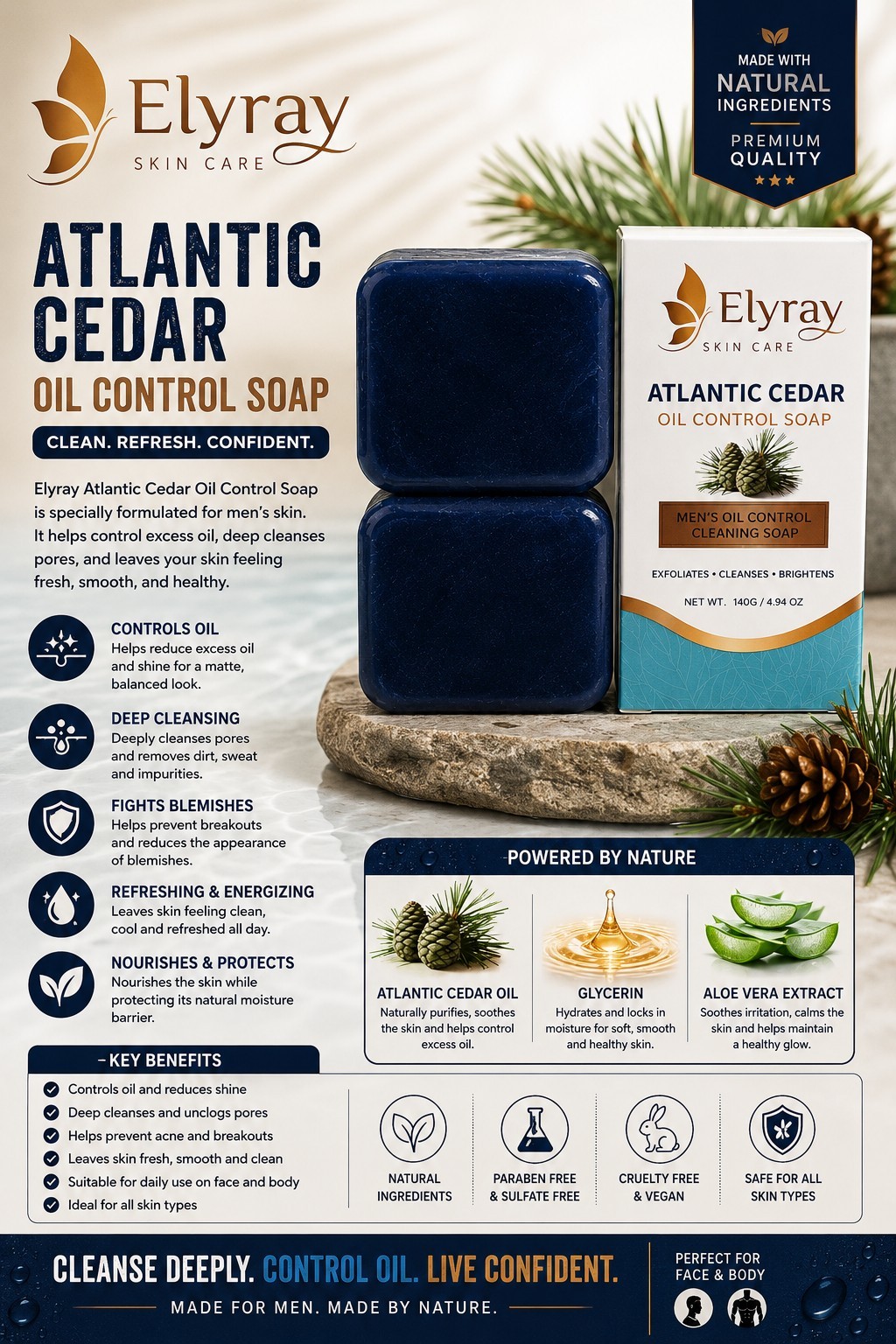 Elyray Soap Atlantic Cedar For Men Pack 12