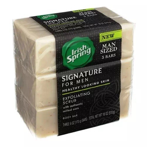 Irish Spring Signature Men Exfoliating Scrub Bar Soap 3-Pack NEW Rare
