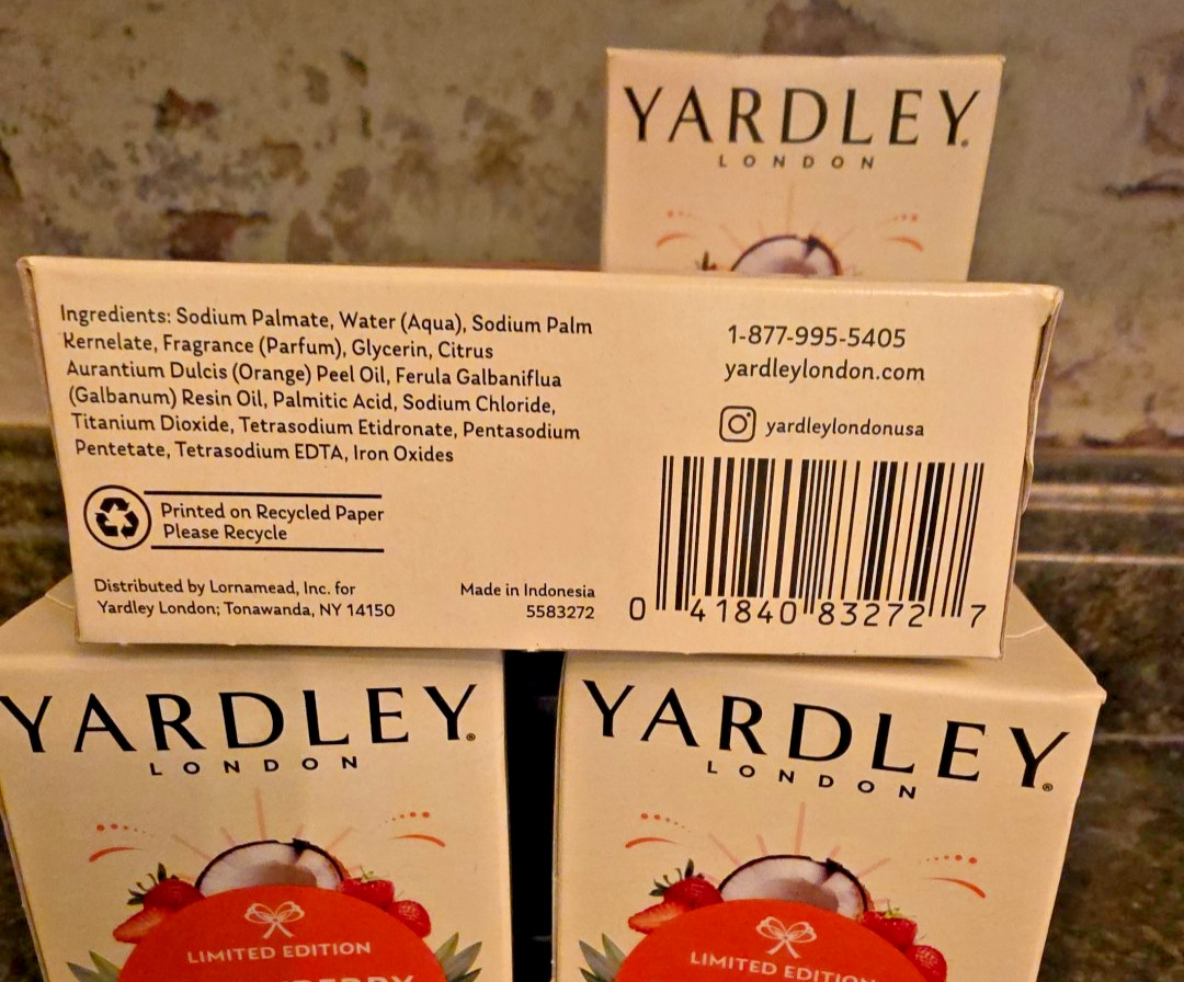 Yardley Strawberry Cream Soap Lot 8 Bars Limited Edition New