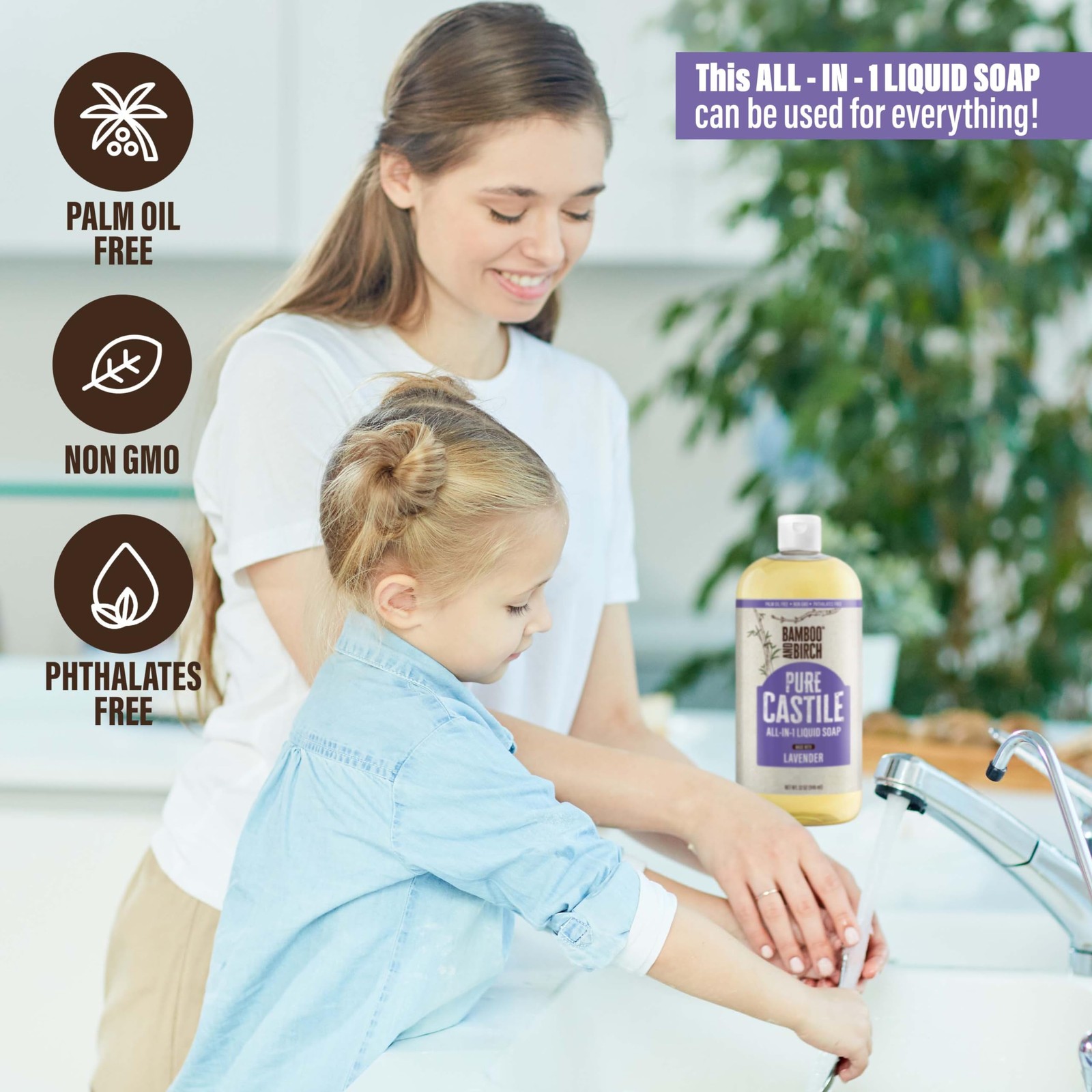 Pure Castile Soap Liquid, Lavender, 32 oz